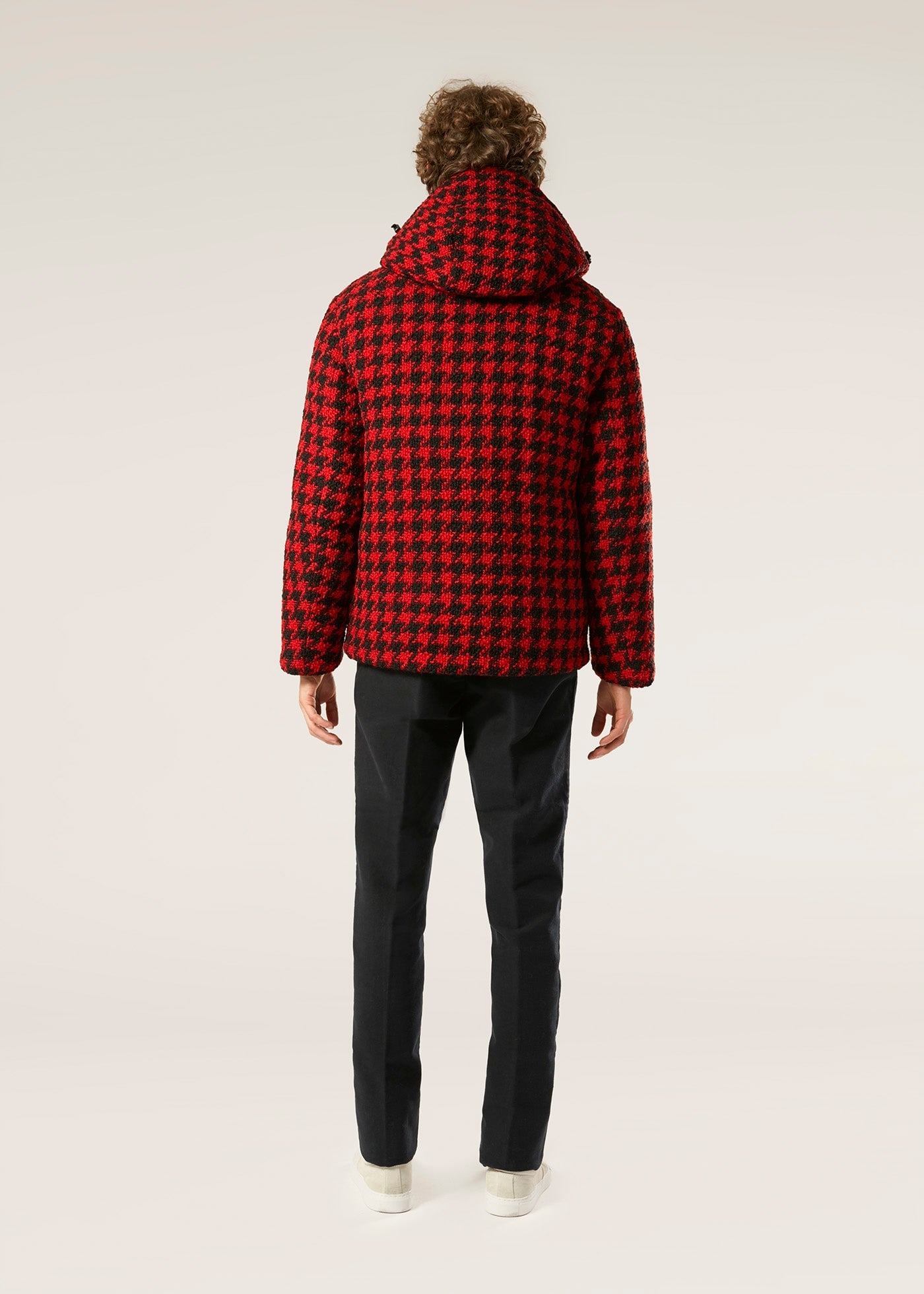 Doppiaa Aangoon Pied De Poule Down Jacket In Red