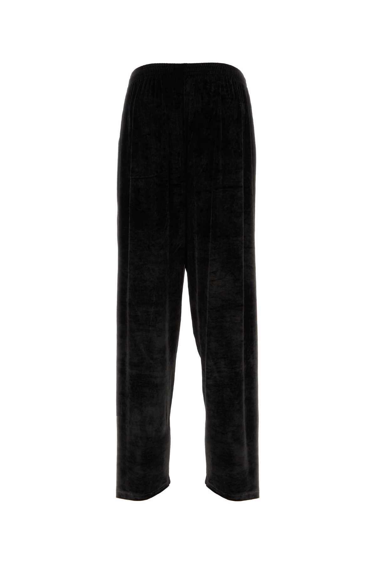 Balenciaga Black Stretch Velvet Baggy Pant In 1000