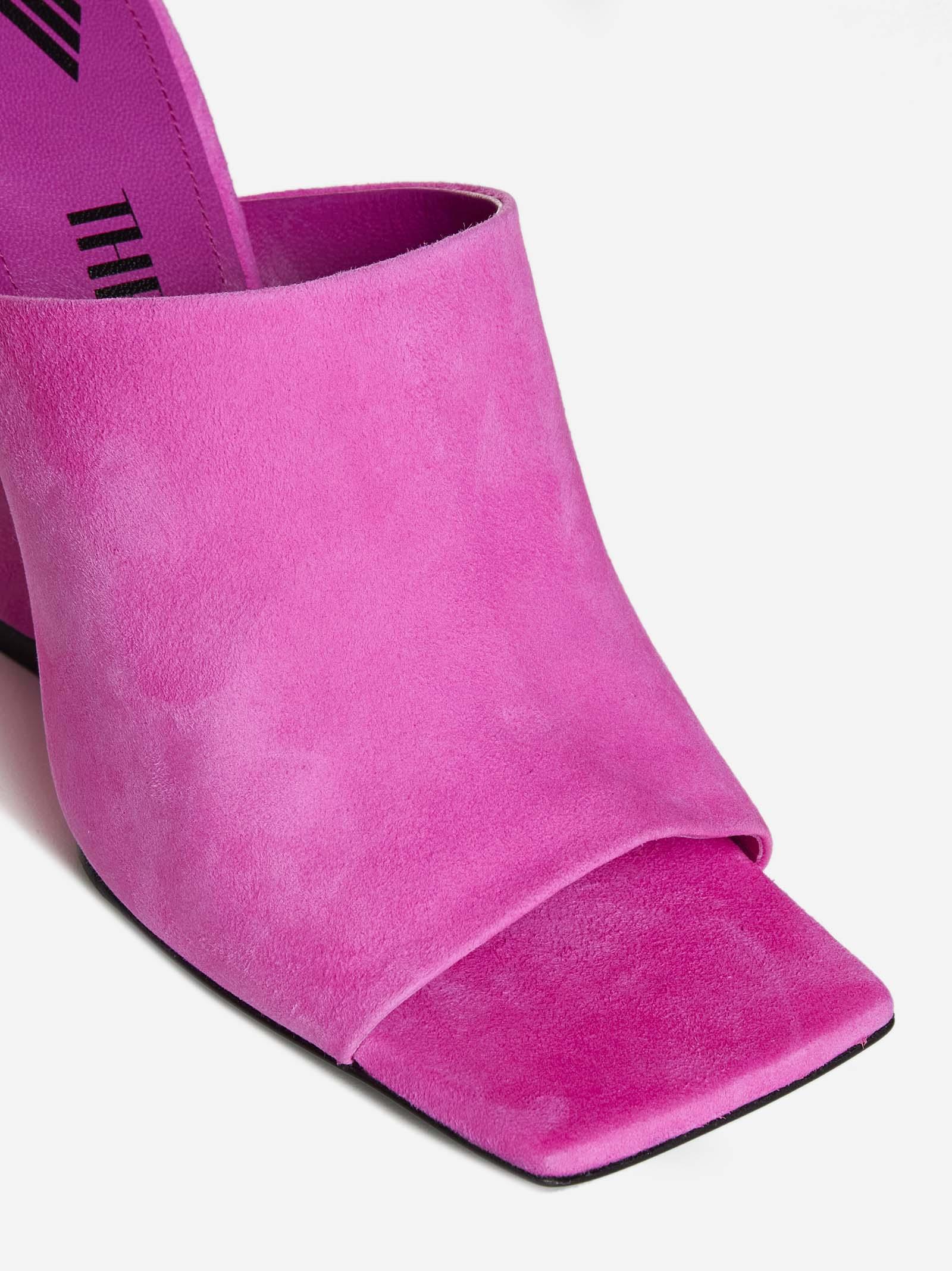 Attico Cheope Suede Mules In Fluo Pink