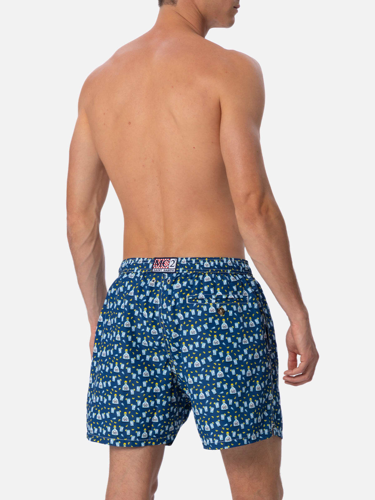 Mc2 Saint Barth Lightning Patterned Swim Shorts In Blue