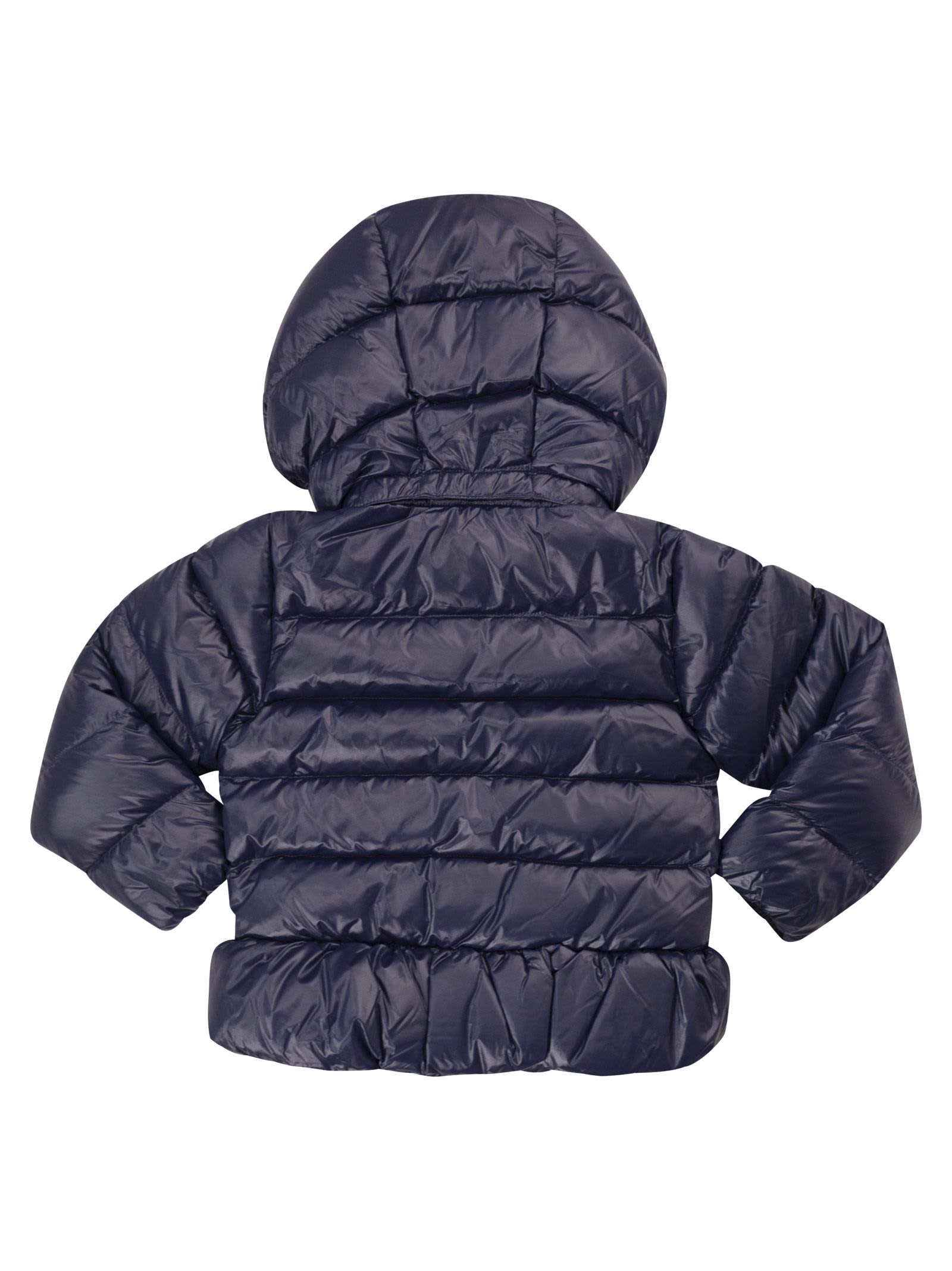 Polo Ralph Lauren Peplum Down Jacket With Hood In Navy