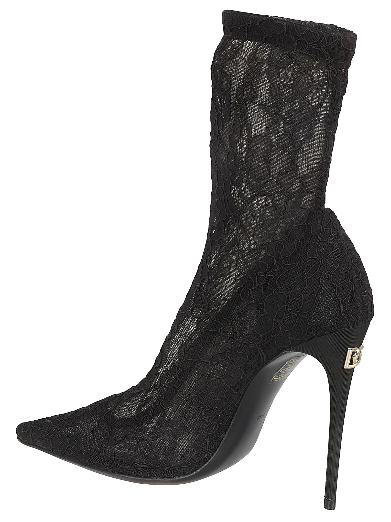 Shop Dolce & Gabbana Floral Lace Paneled Boots In Black