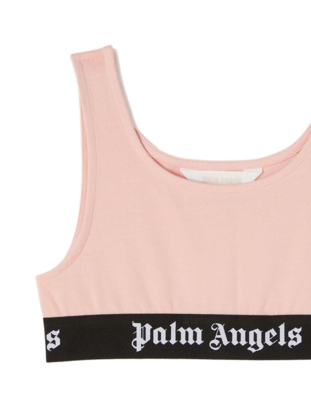 Shop Palm Angels Pink Top With Black Logo Band