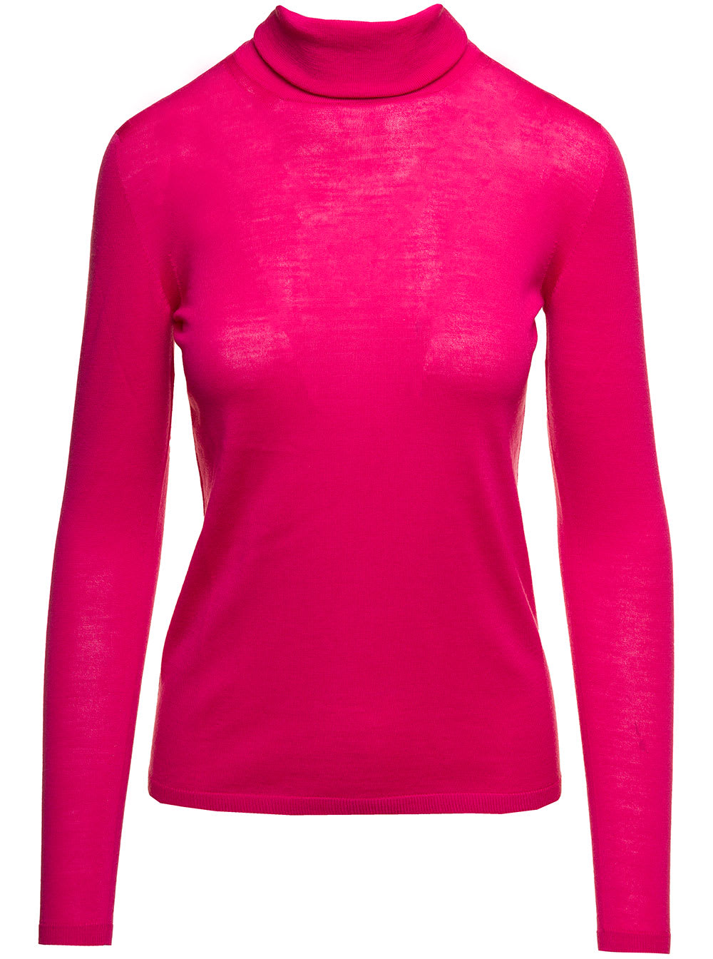 Shop Max Mara Fuchsia Turtleneck With Long Sleeves In Wool Woman In Fuxia