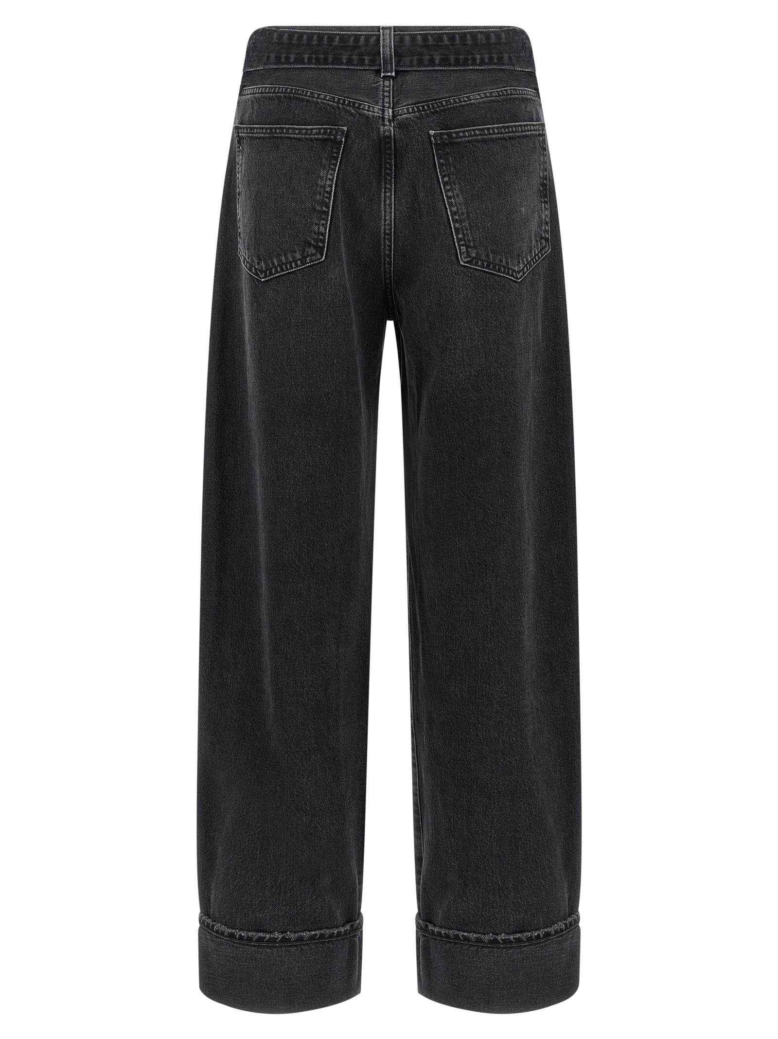 Agolde Tapered Cuffed Jeans Belted Waist In Black