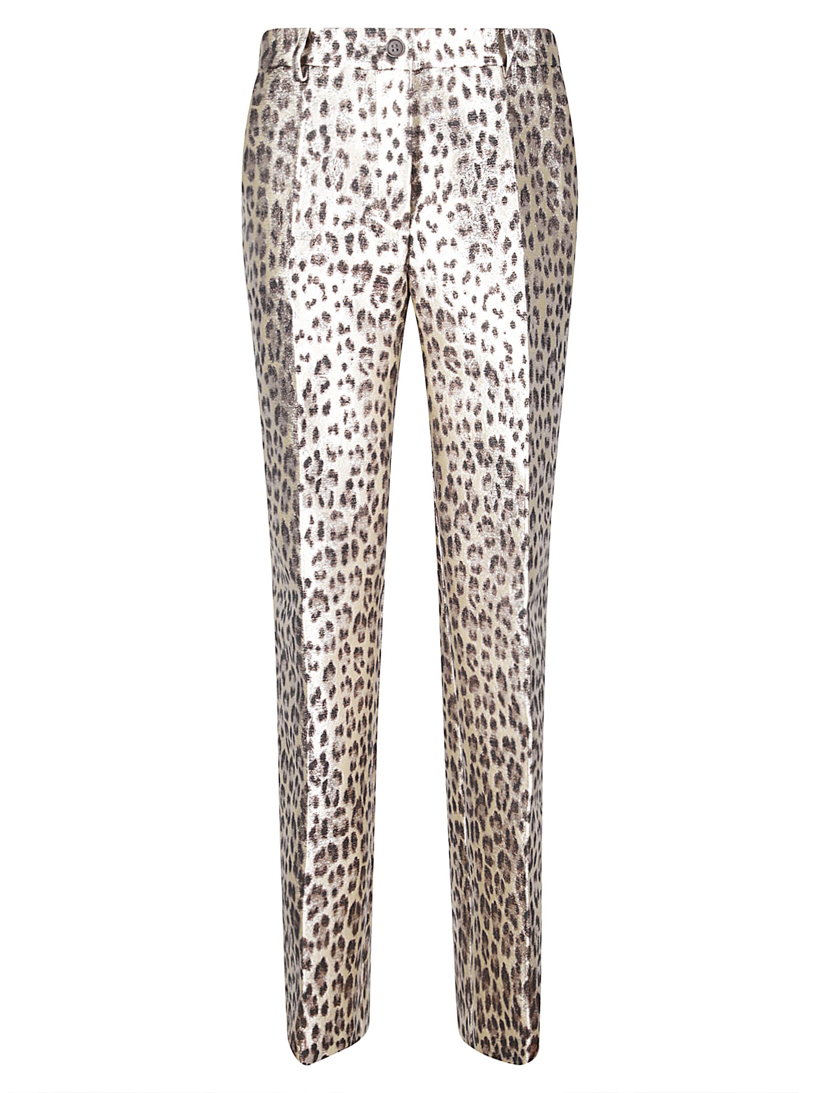 P.a.r.o.s.h Straight-leg Pants With Embroidered Animal Print In Brown