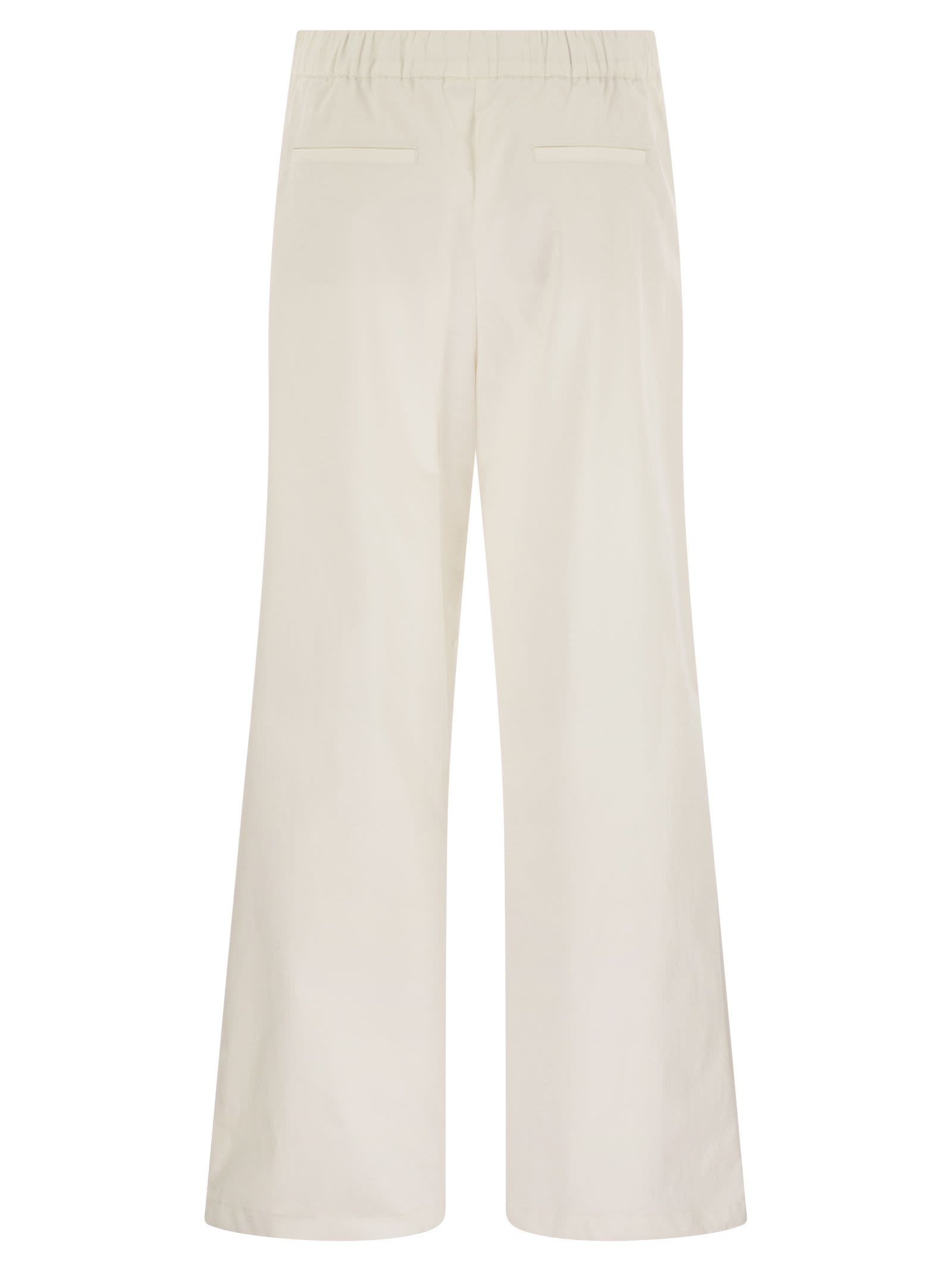 Herno Resort Trousers In Cotton Feel With Drawstring In White