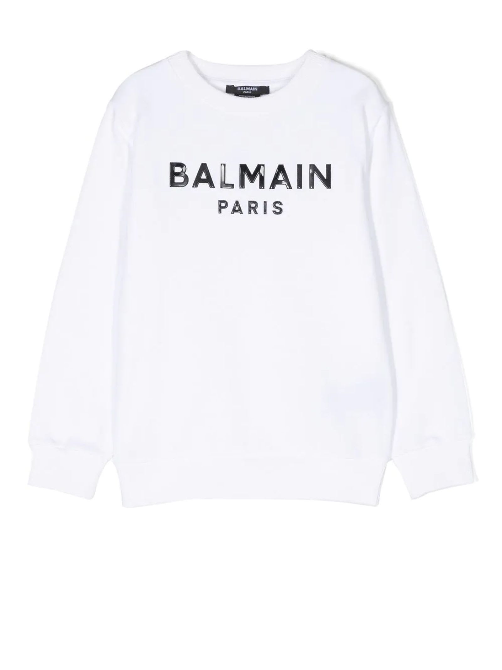 Balmain Logo Sweatshirt In Bianco