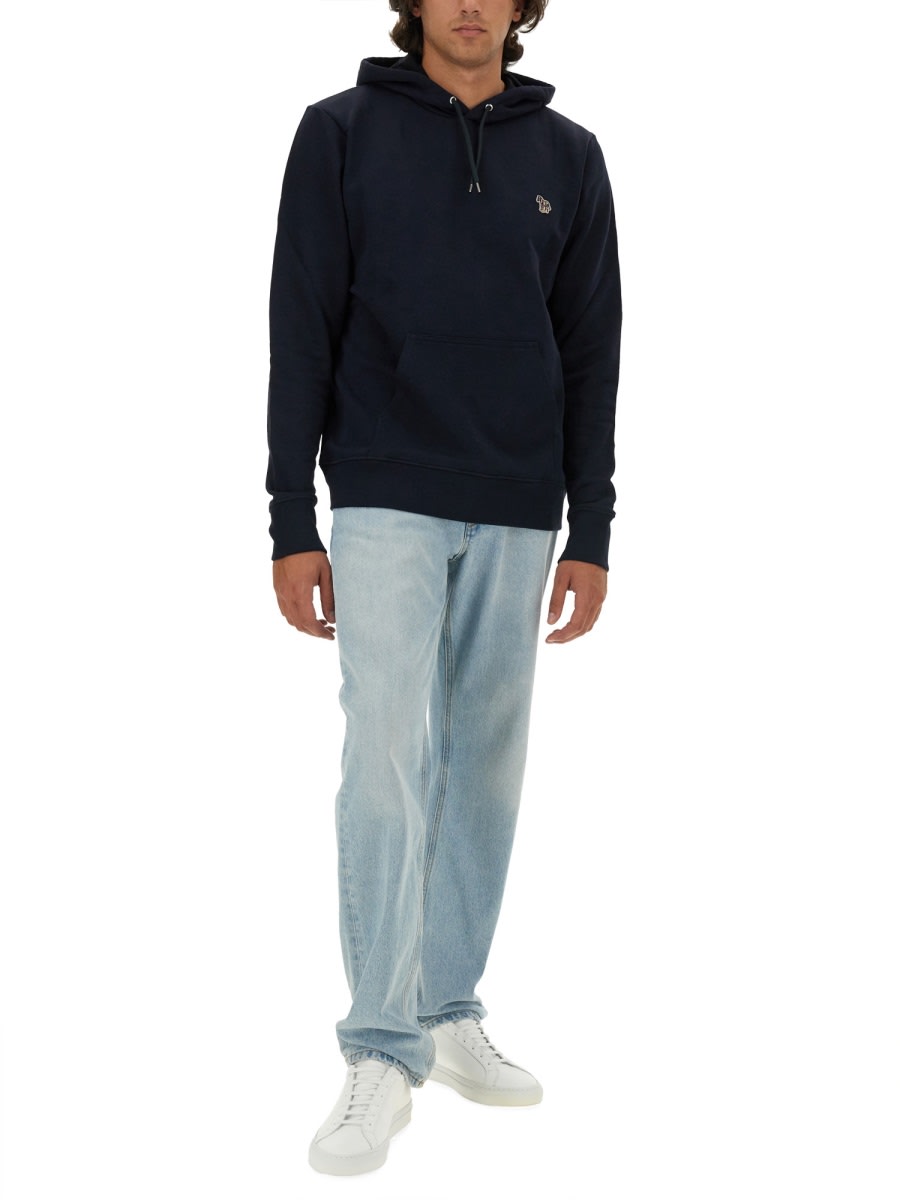 Paul Smith Classic Black Hoodie With Kangaroo Pocket In Blue
