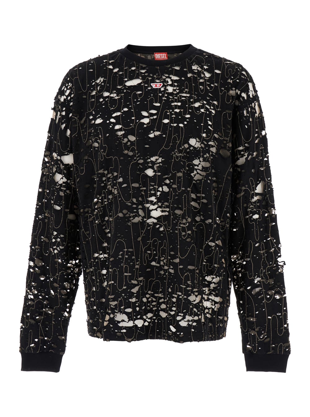 t-boxt-devor Black Sweatshirt With Destroyed Effect In Cotton Blend Man