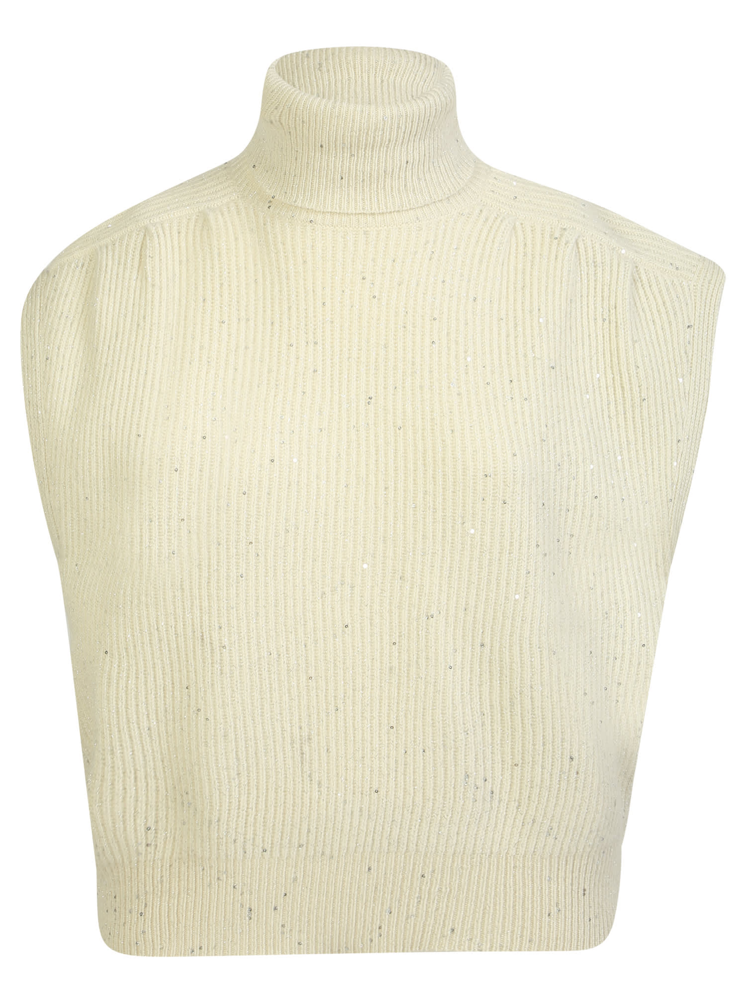 High-neck Pullover Made In Cashmere Blend With Sequins By Brunello Cucinelli