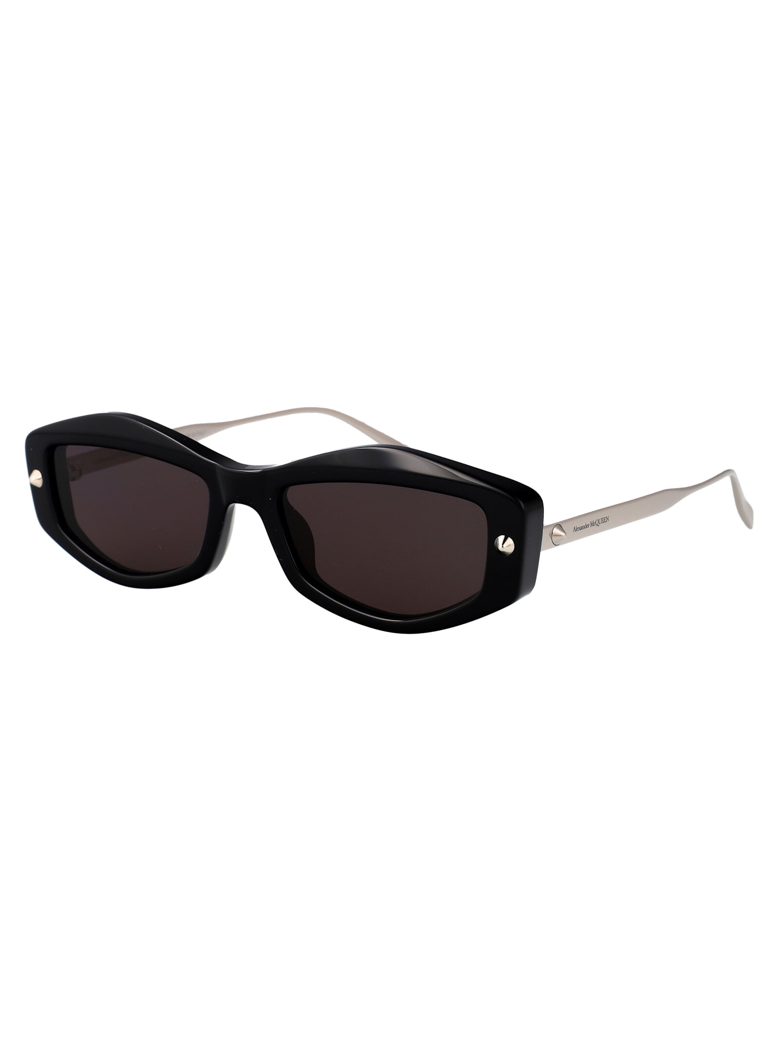 Alexander Mcqueen Sunglasses In Black-silver-grey