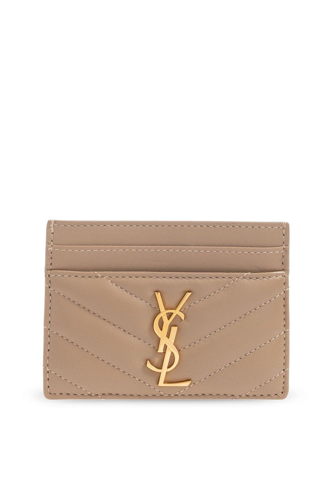Saint Laurent Cassandre Card Holder In Brown