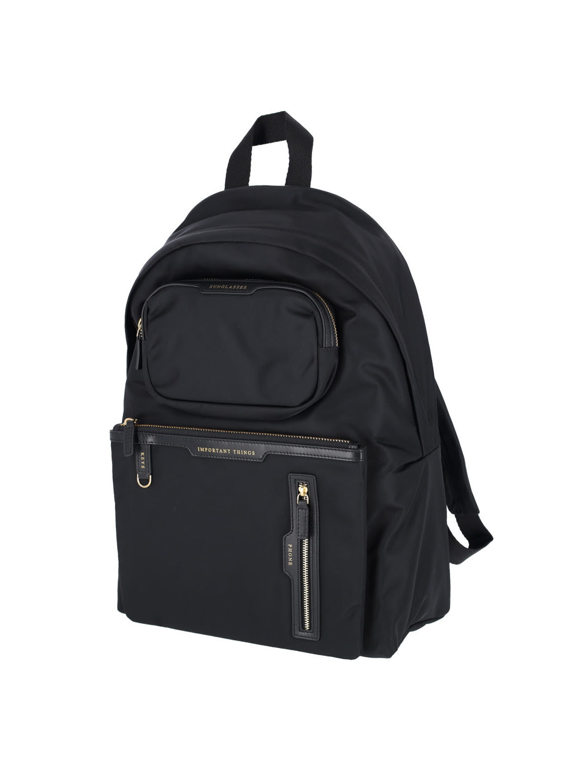 Anya Hindmarch Black Nylon Travel Backpack With Leather Accents In Black