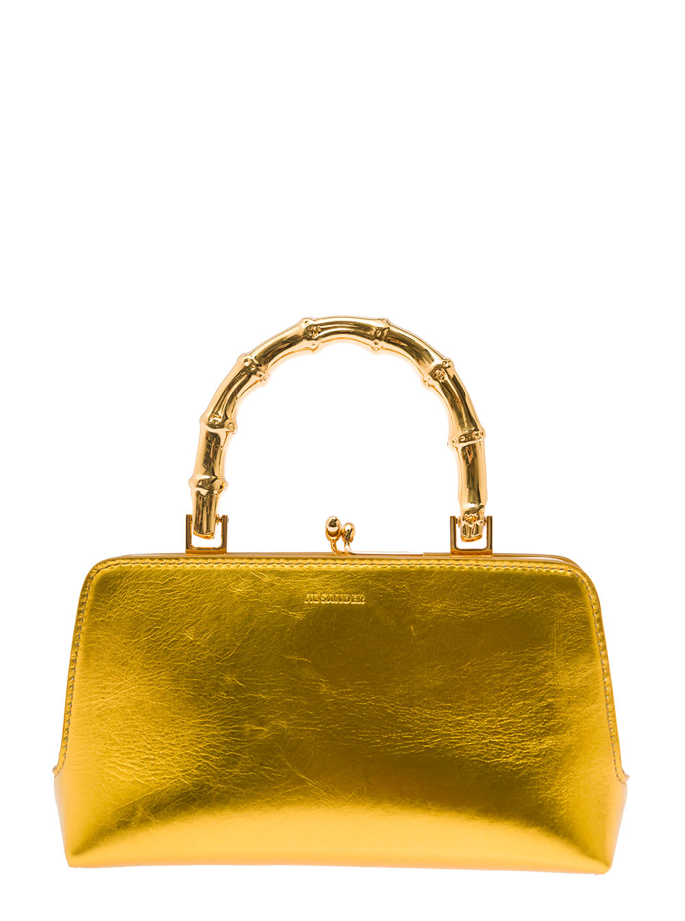 JIL SANDER GOLD GOJI MINI BAMBOO HAND BAG WITH GOLD-TONE HANDLE IN LEATHER WOMAN