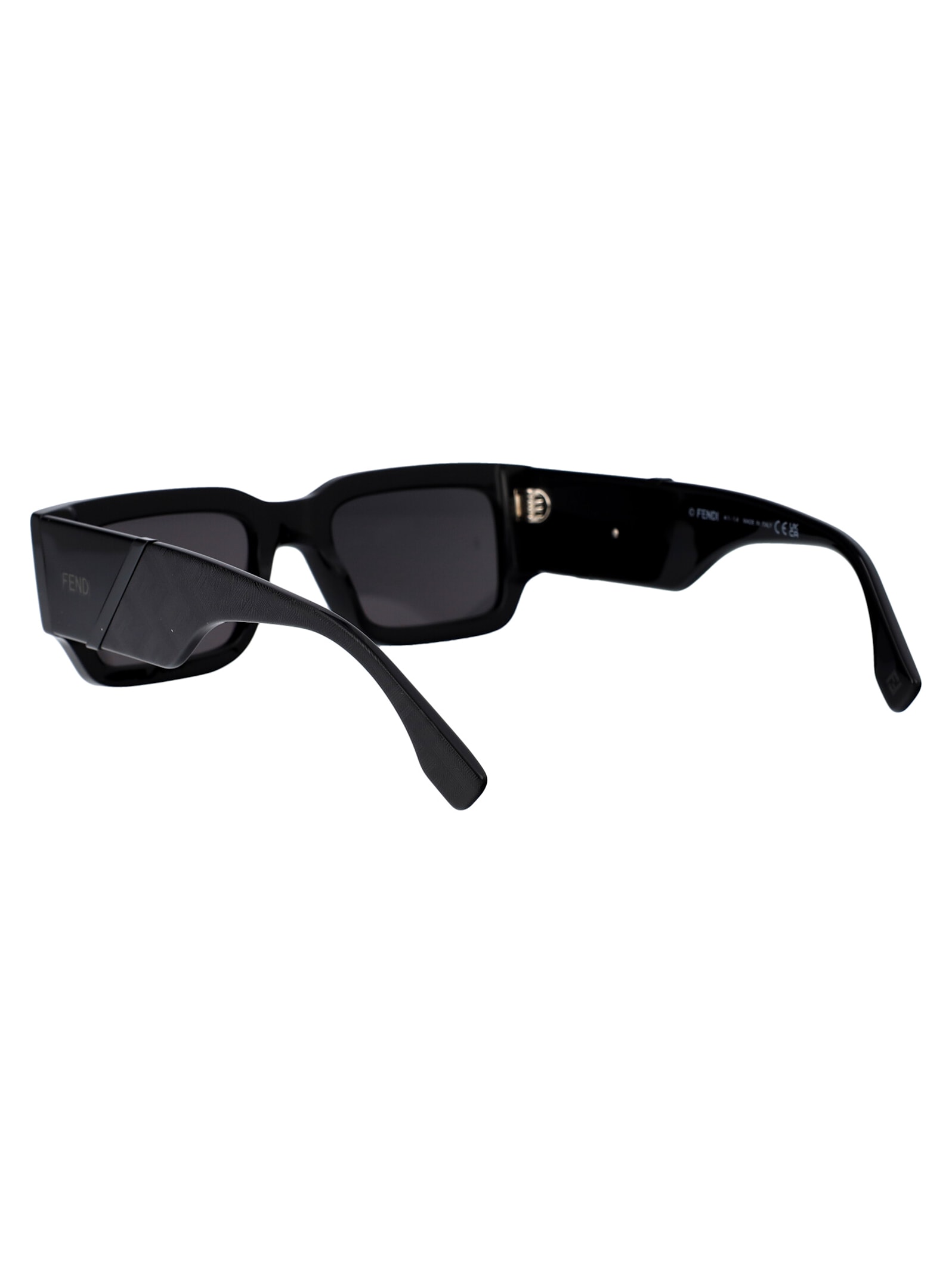 Shop Fendi Diagonal Sunglasses In 01a Shiny Black / Smoke