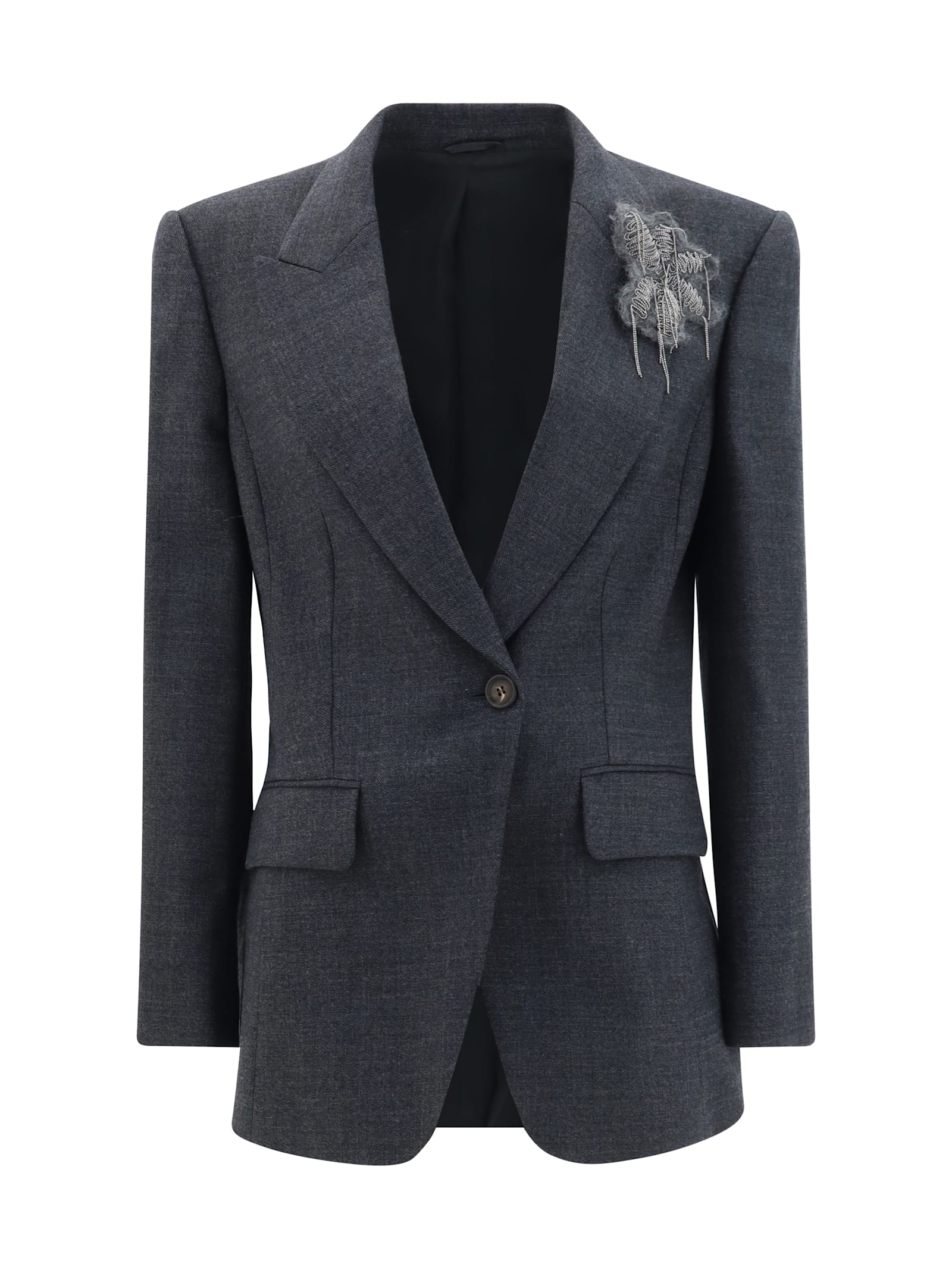 Shop Brunello Cucinelli Blazer Jacket In Grigio Scuro