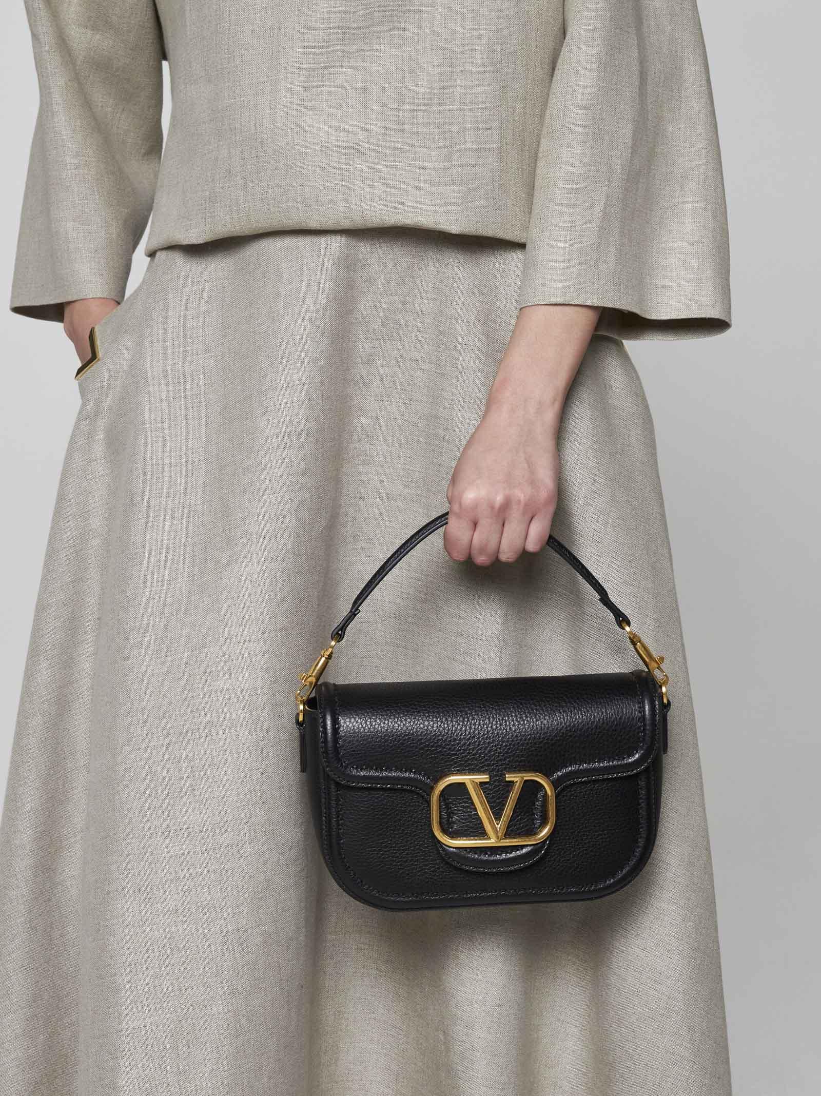 Shop Valentino Vlogo Signature Leather Bag In Black