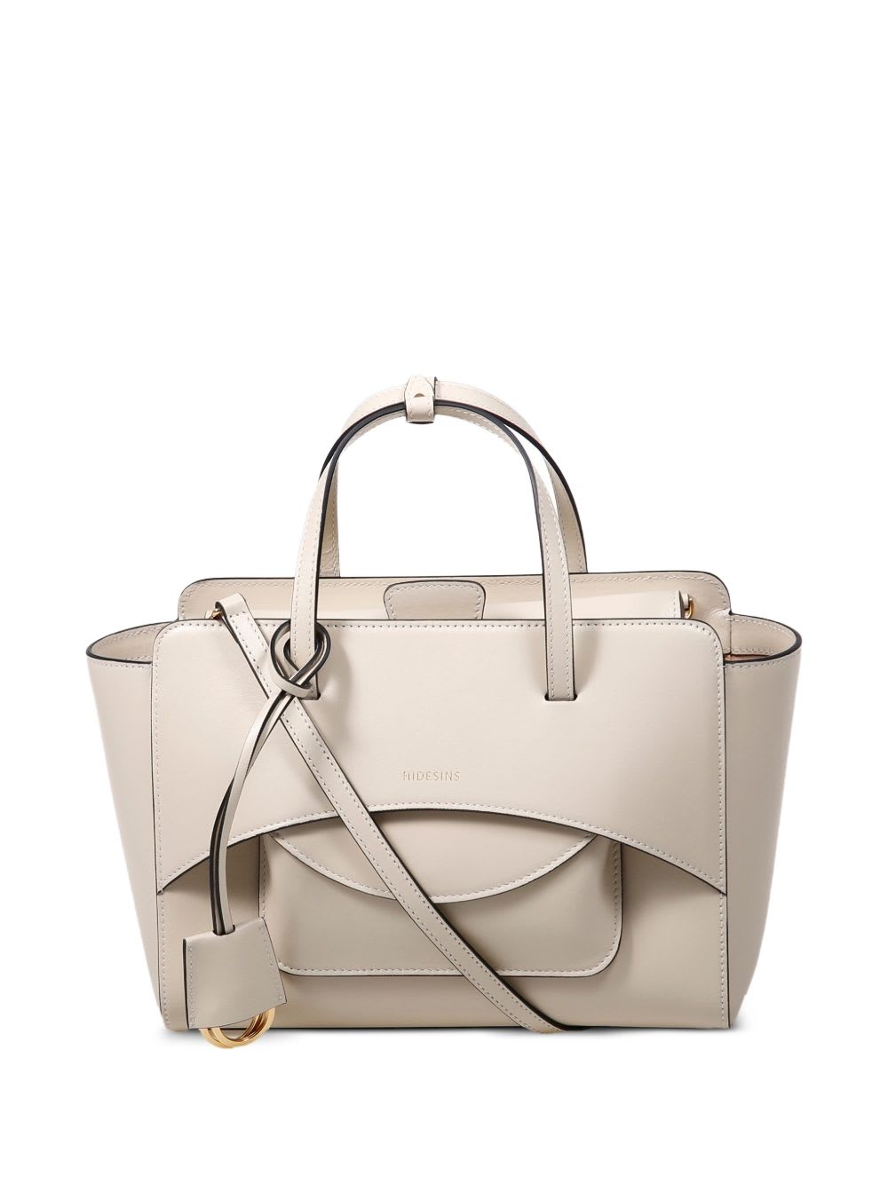 Hidesins Flap Medium Leather Tote In White