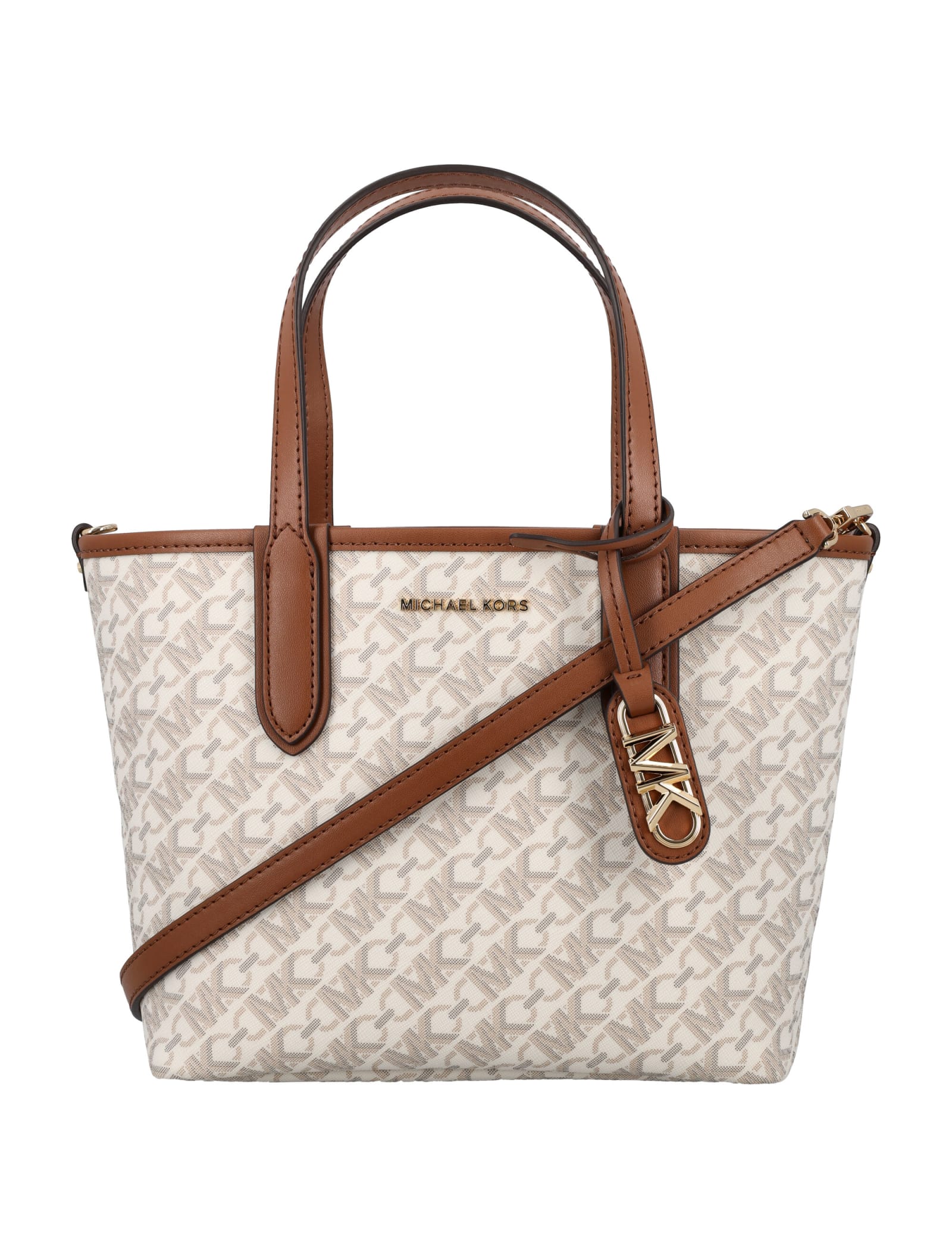 Shop Michael Michael Kors Elize Xs Open Tote Bag In Vanilla/lugg