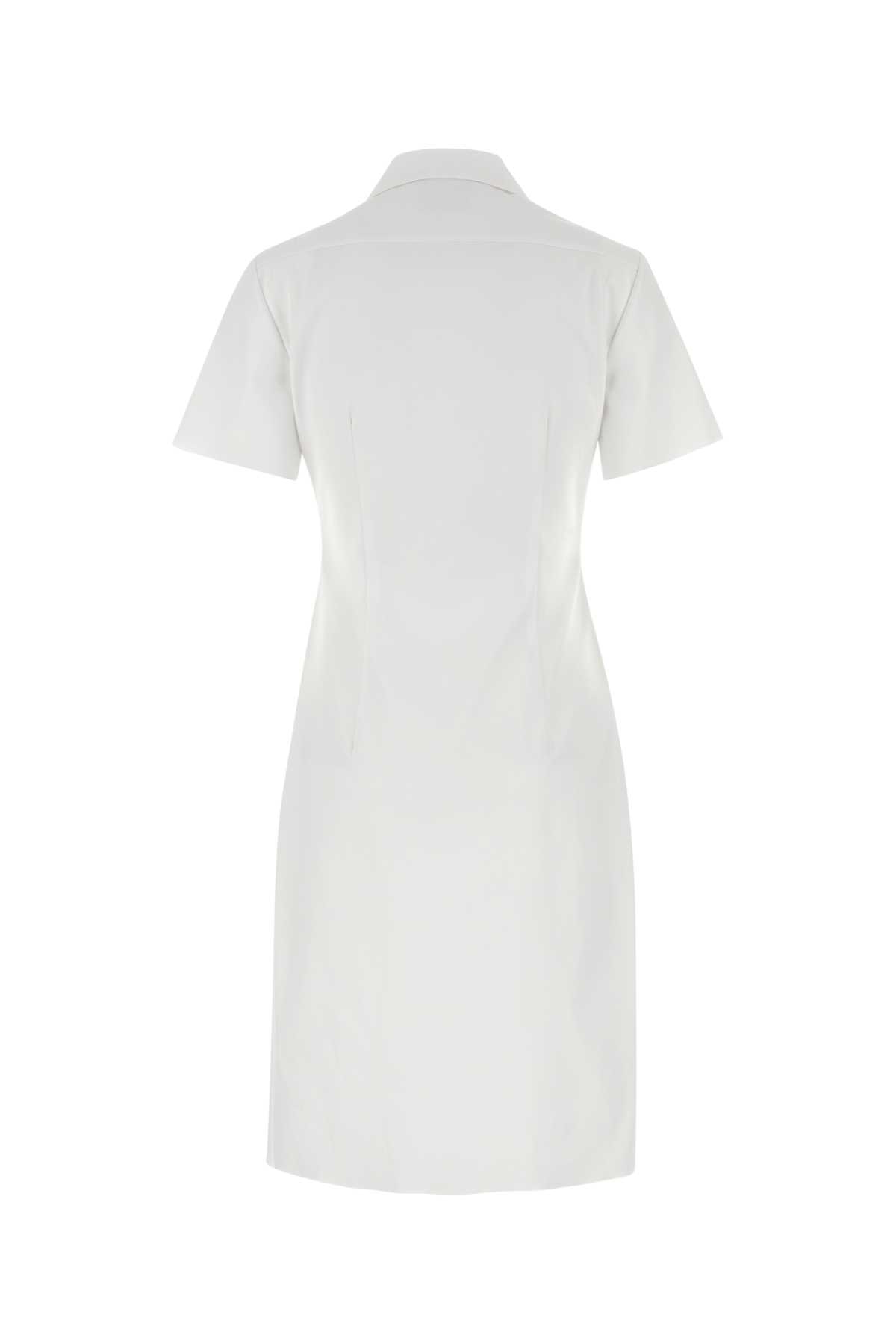 Shop Miu Miu White Poplin Shirt Dress In Bianco