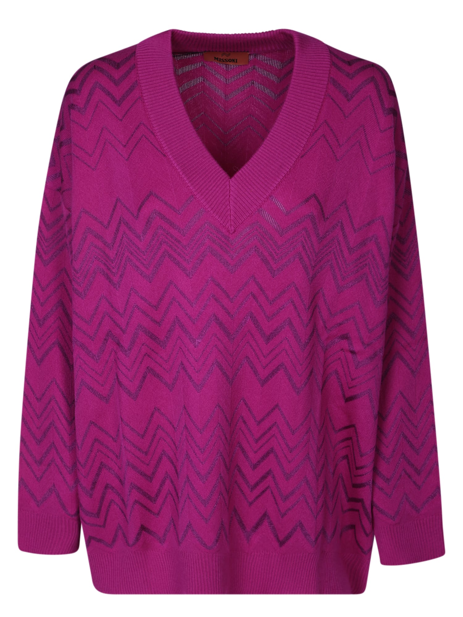 Zigzag-woven Design Purple Sweater