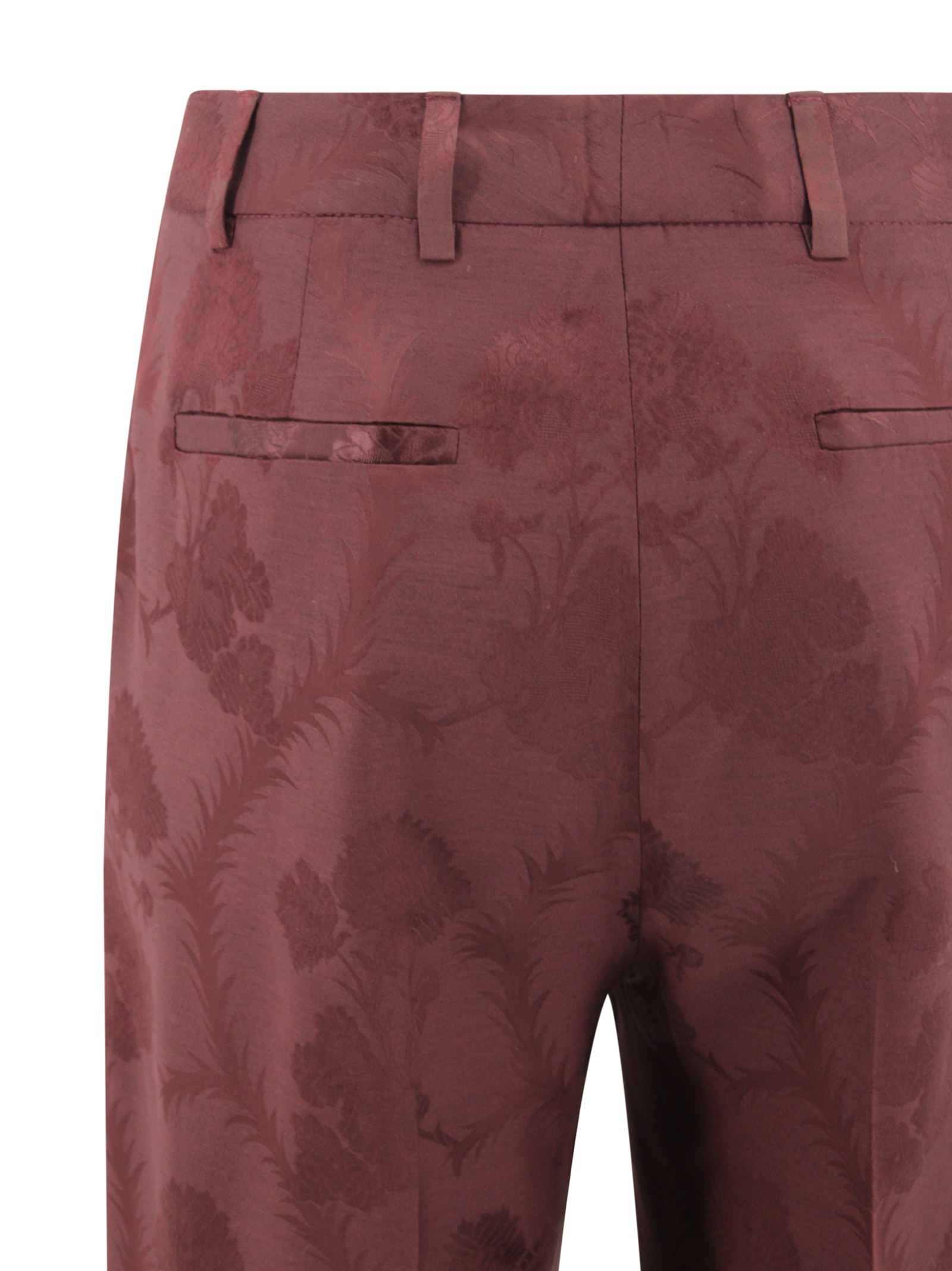 Etro Floral Pattern Trousers Featuring Pockets In Brown