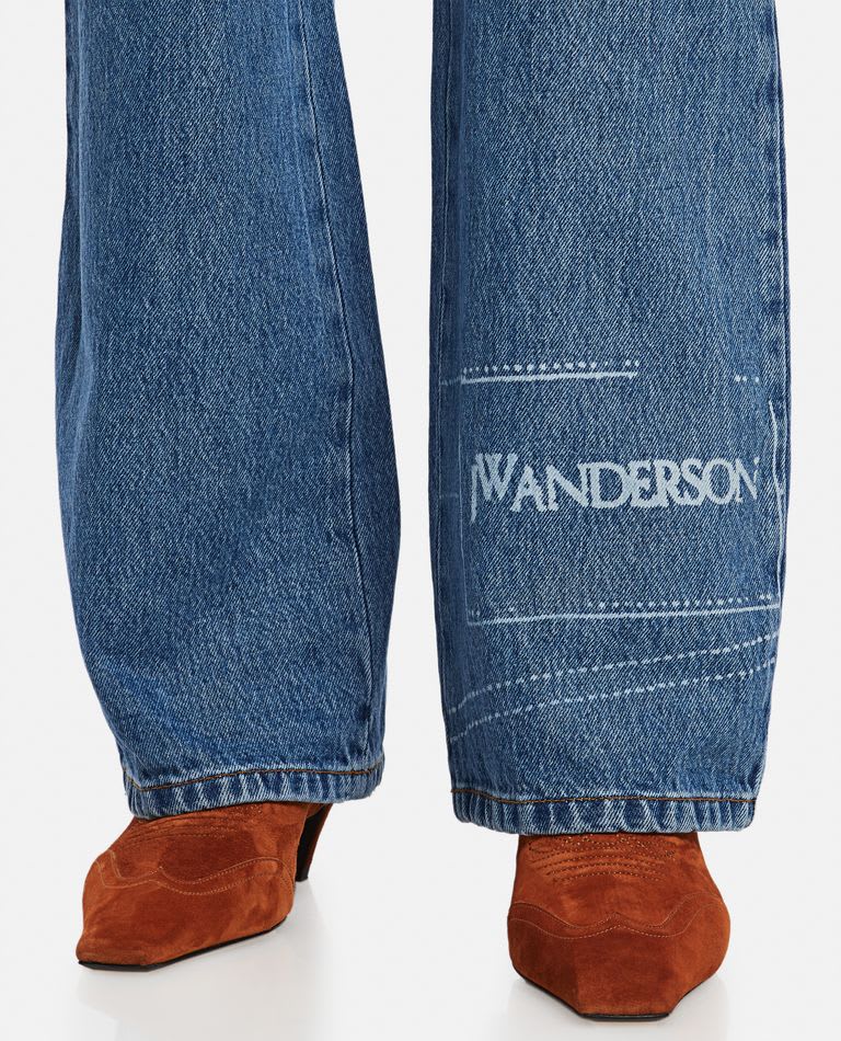 Shop Jw Anderson Logo Bootcut Jeans In Sky Blue
