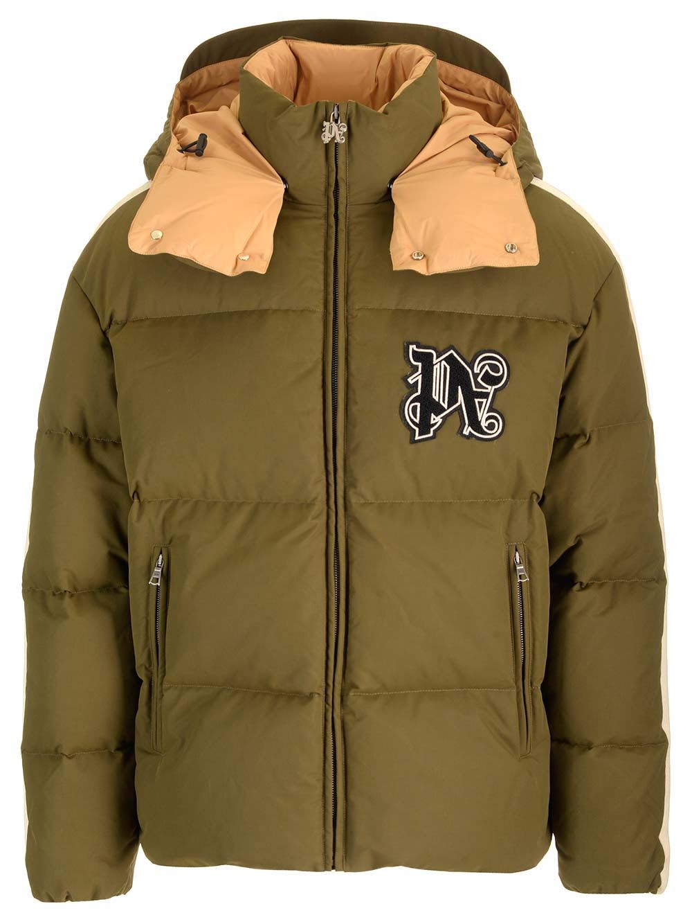 Shop Palm Angels Track Monogram Down Jacket In Green