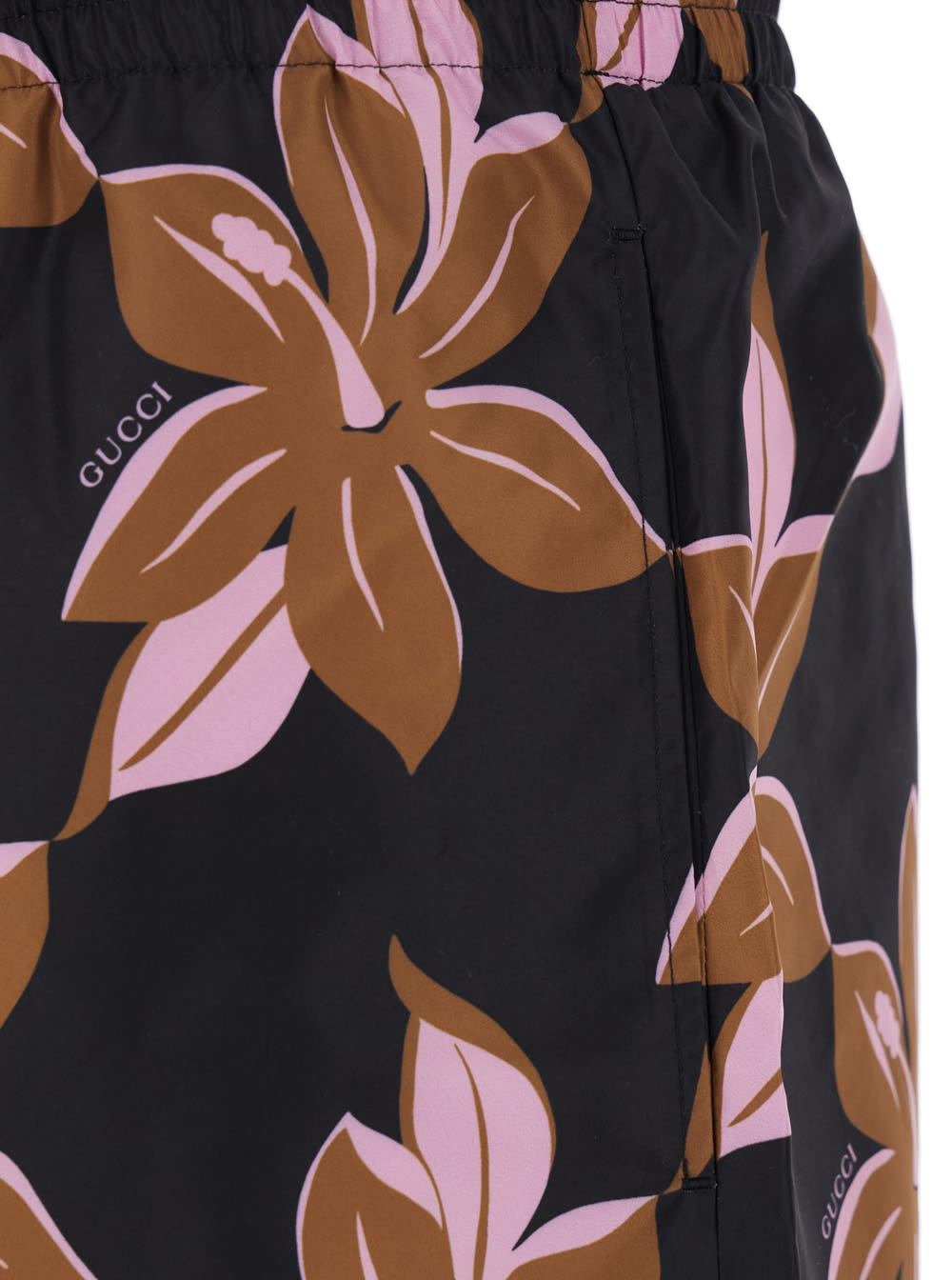 Gucci Multicolor Swimsuit With Drawstring And All-over Floral Print In Tech Fabric Man In Multi