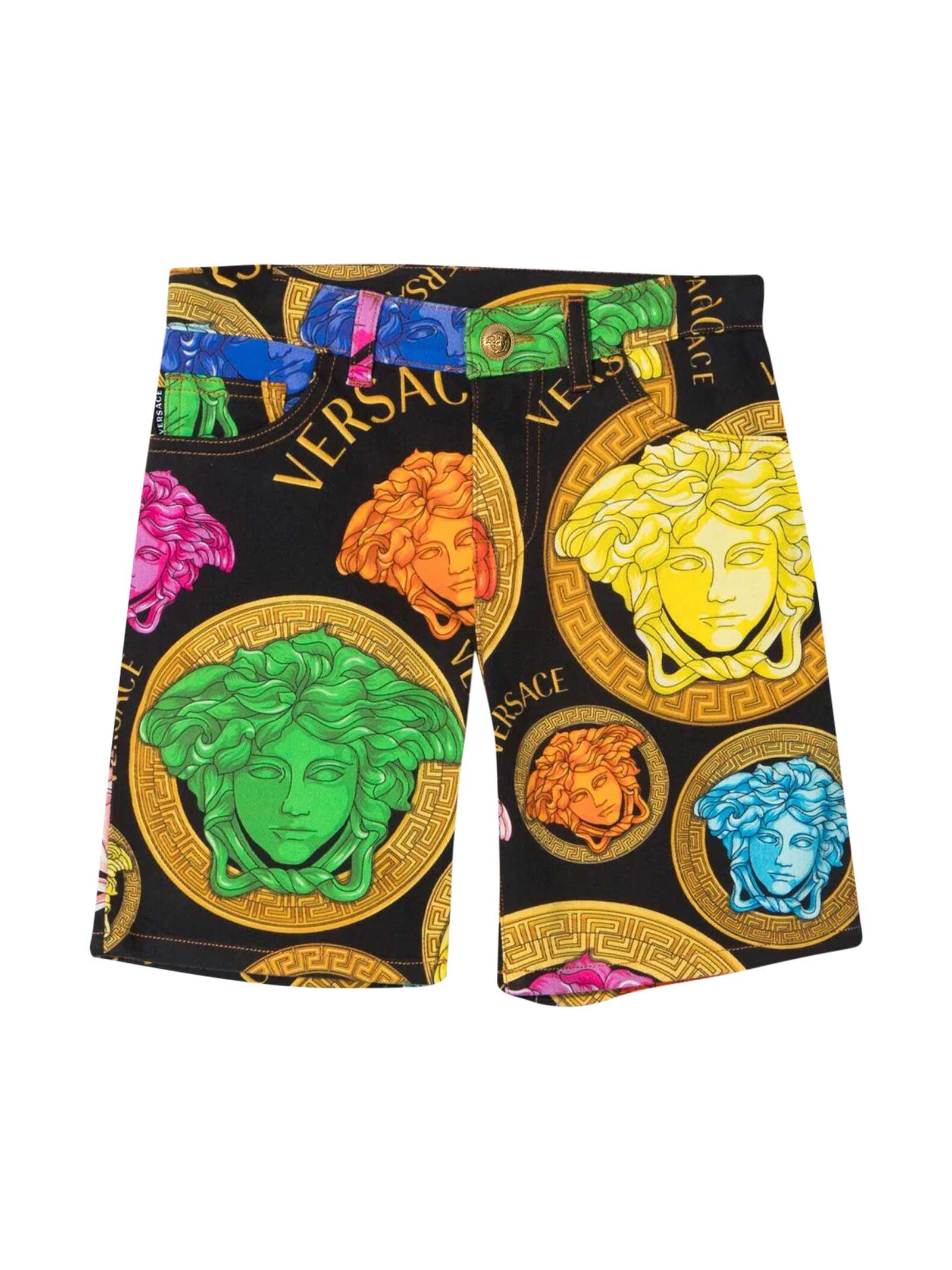 Young Versace Kids' Young Patterned Shorts In Multicolor