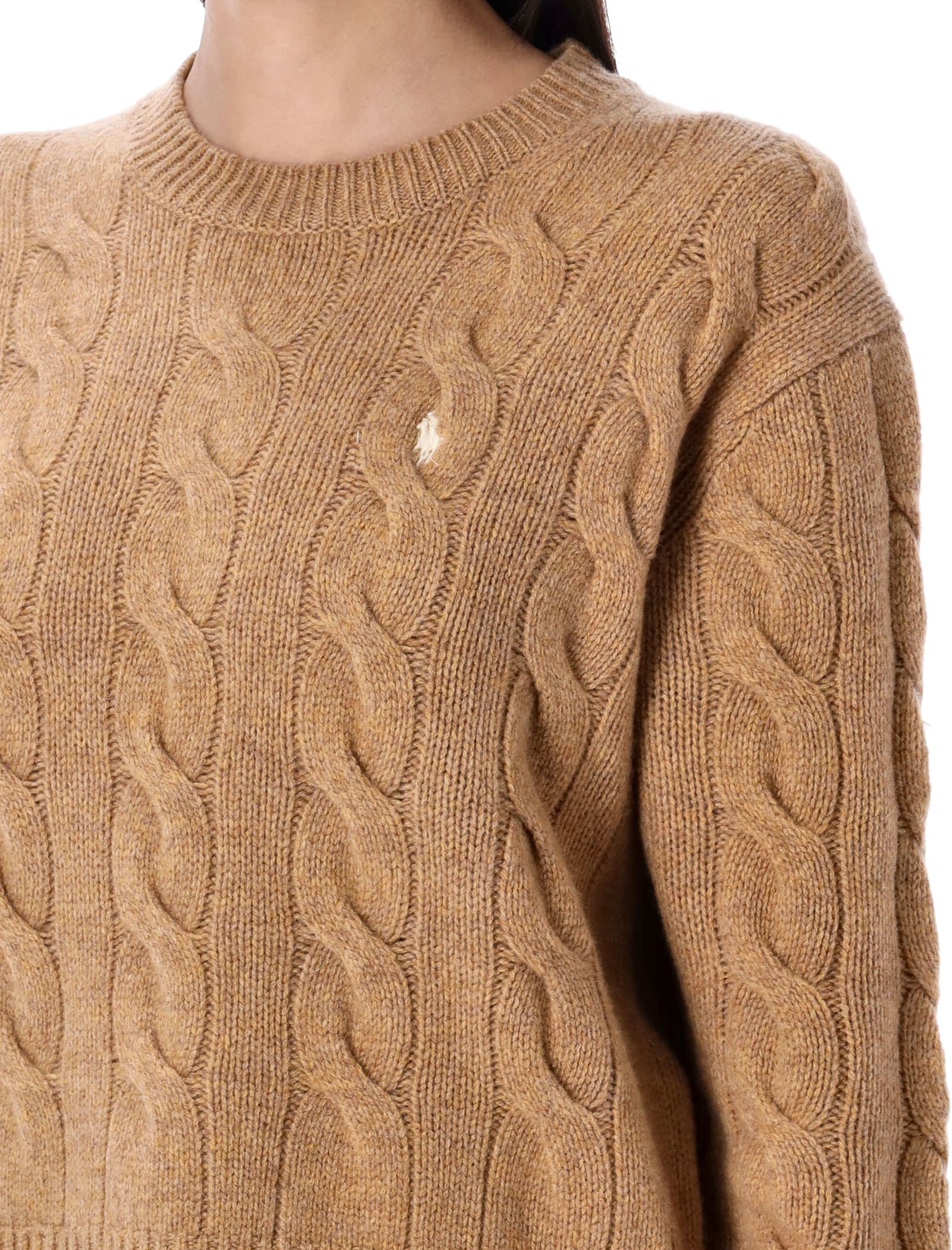 Polo Ralph Lauren Wool And Cashmere Cable-knit Sweater In Brown