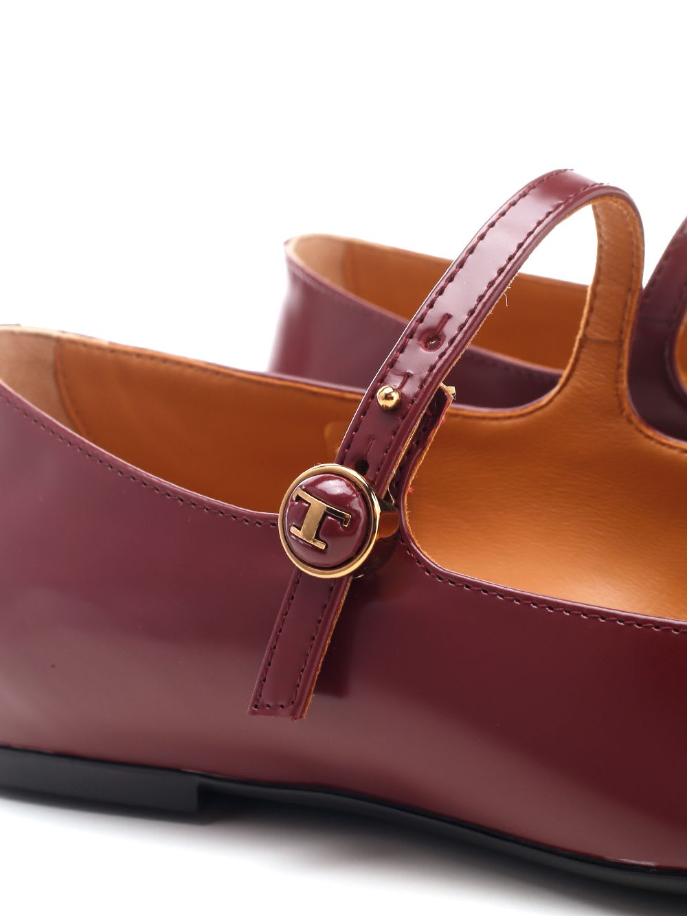 Shop Tod's Calfskin Ballet Flats In Bordeaux