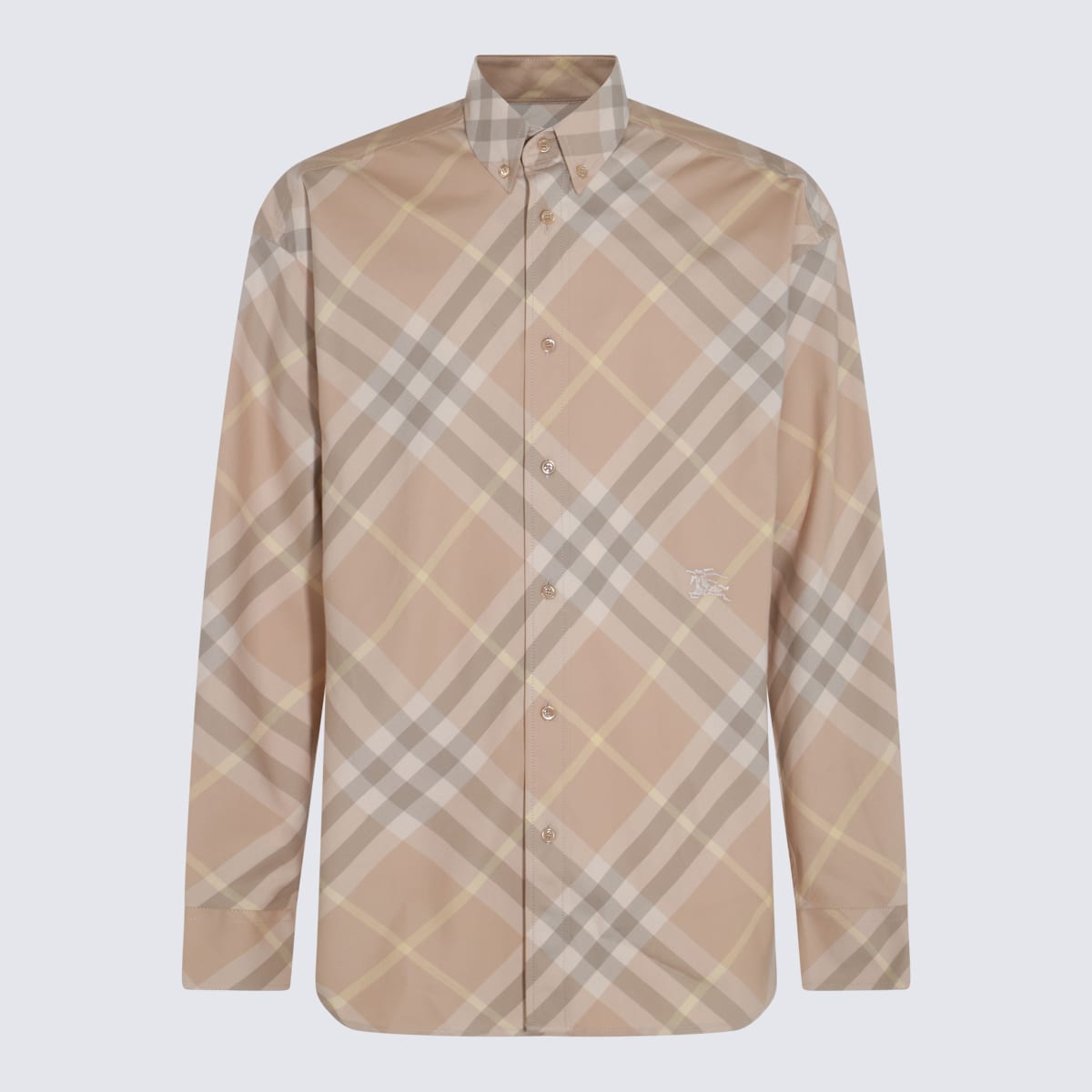 Burberry Beige Cotton Shirt In Flax Ip Check