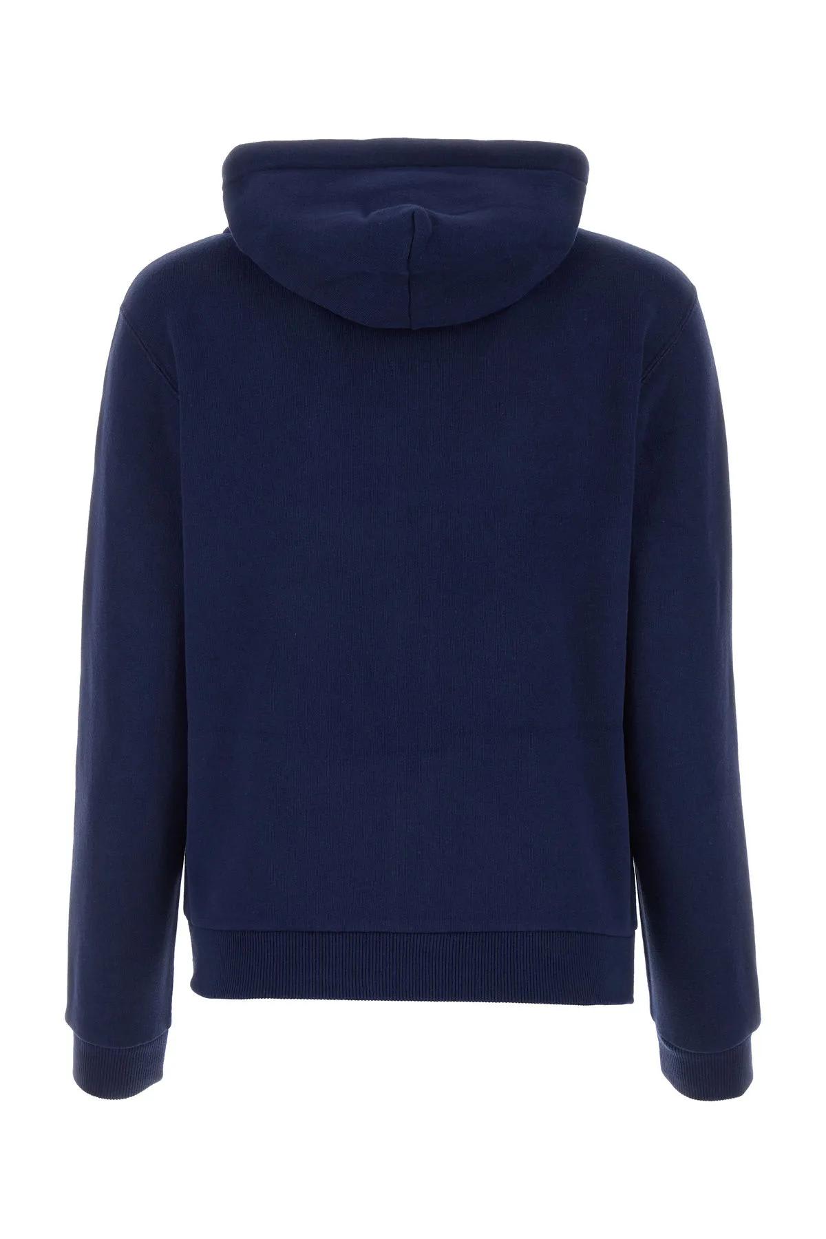 Shop Polo Ralph Lauren Navy Blue Cotton Blend Sweatshirt