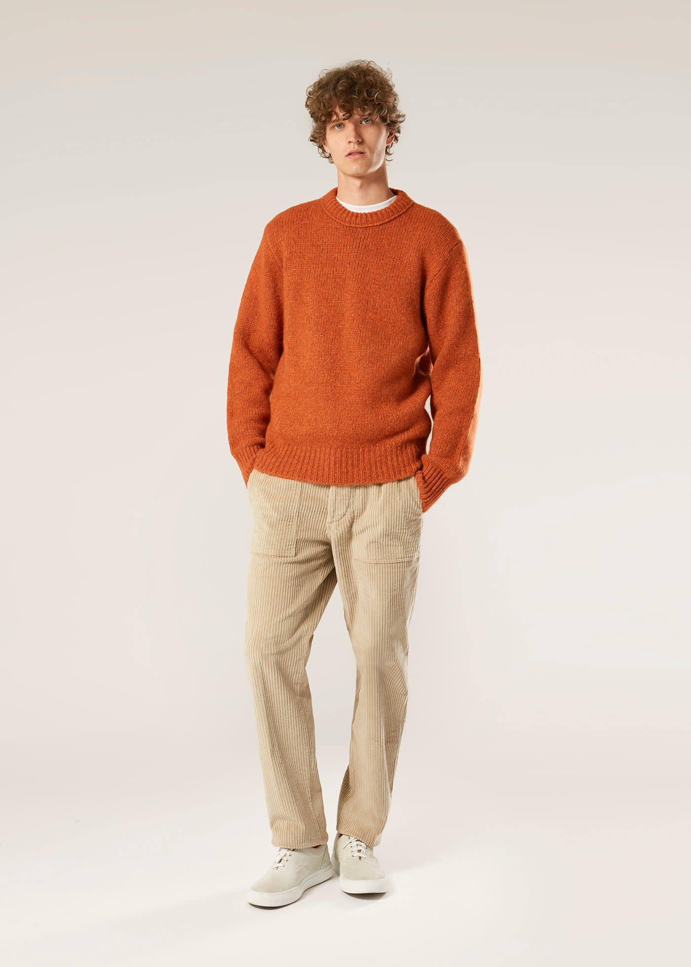 Shop Doppiaa Aappio Orange Wool And Alpaca Sweater