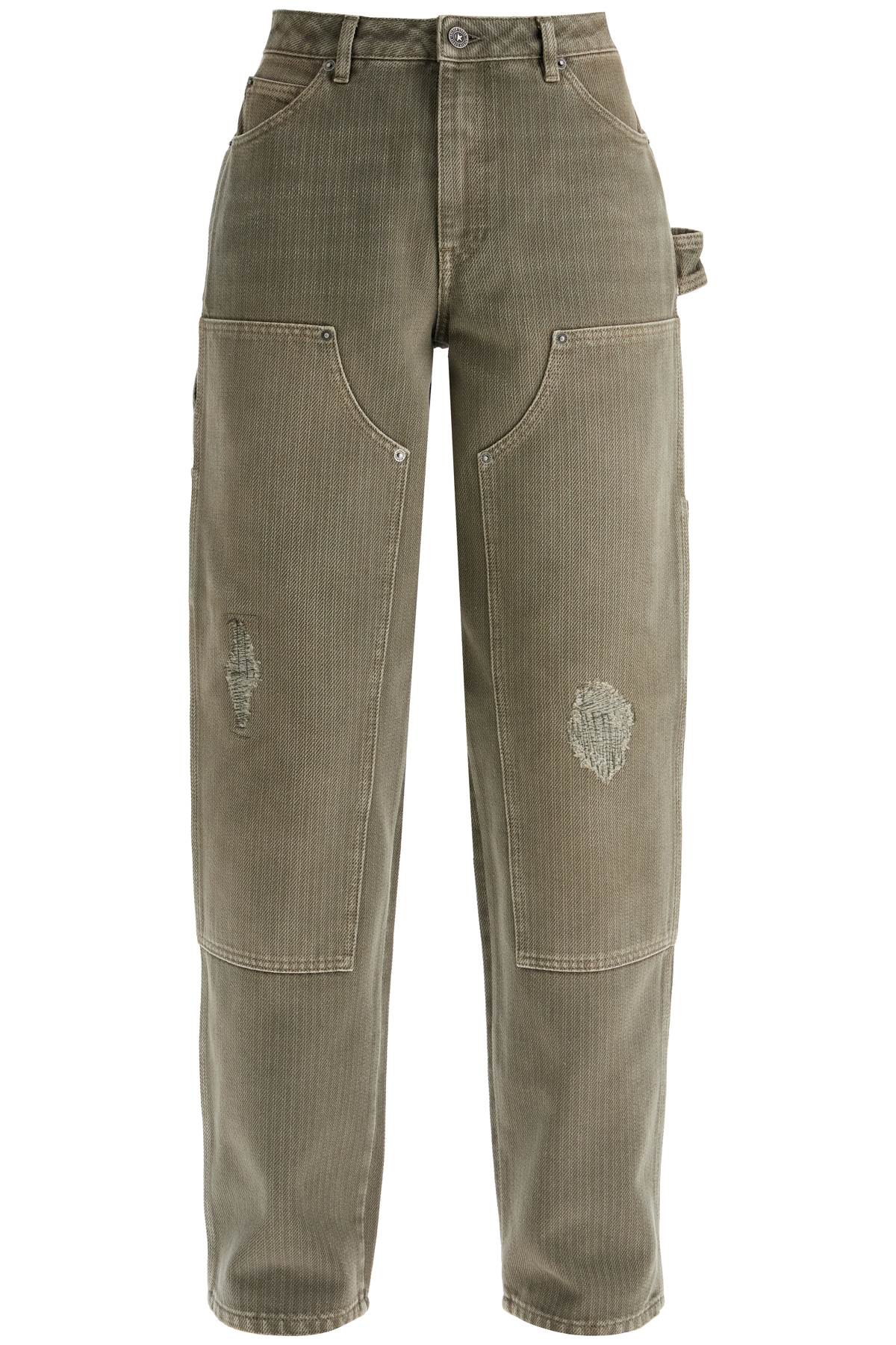 Shop Golden Goose Marley Painter Jeans In Pinstrip In Kalamata (khaki)