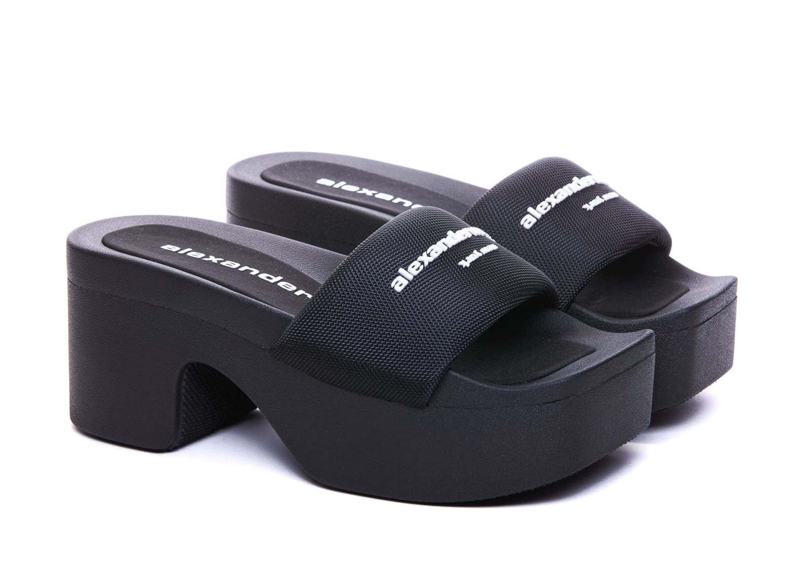 Shop Alexander Wang Logo Plateau Sandals In Black