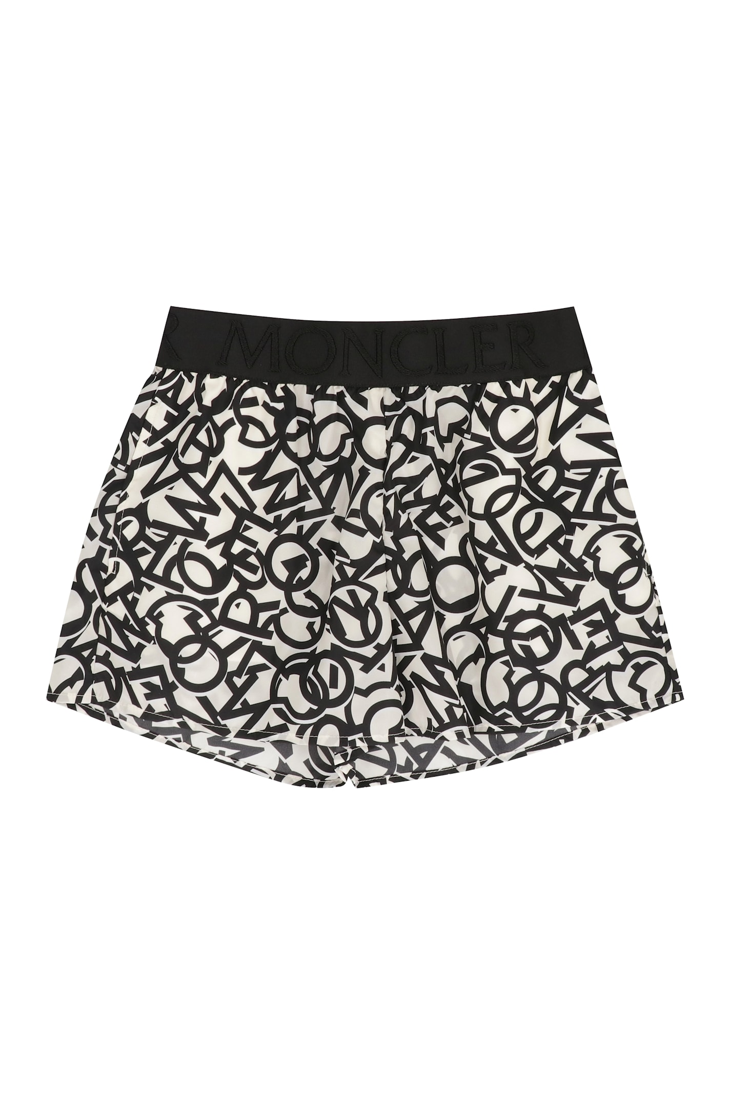 Moncler Printed Techno Fabric Shorts In Black