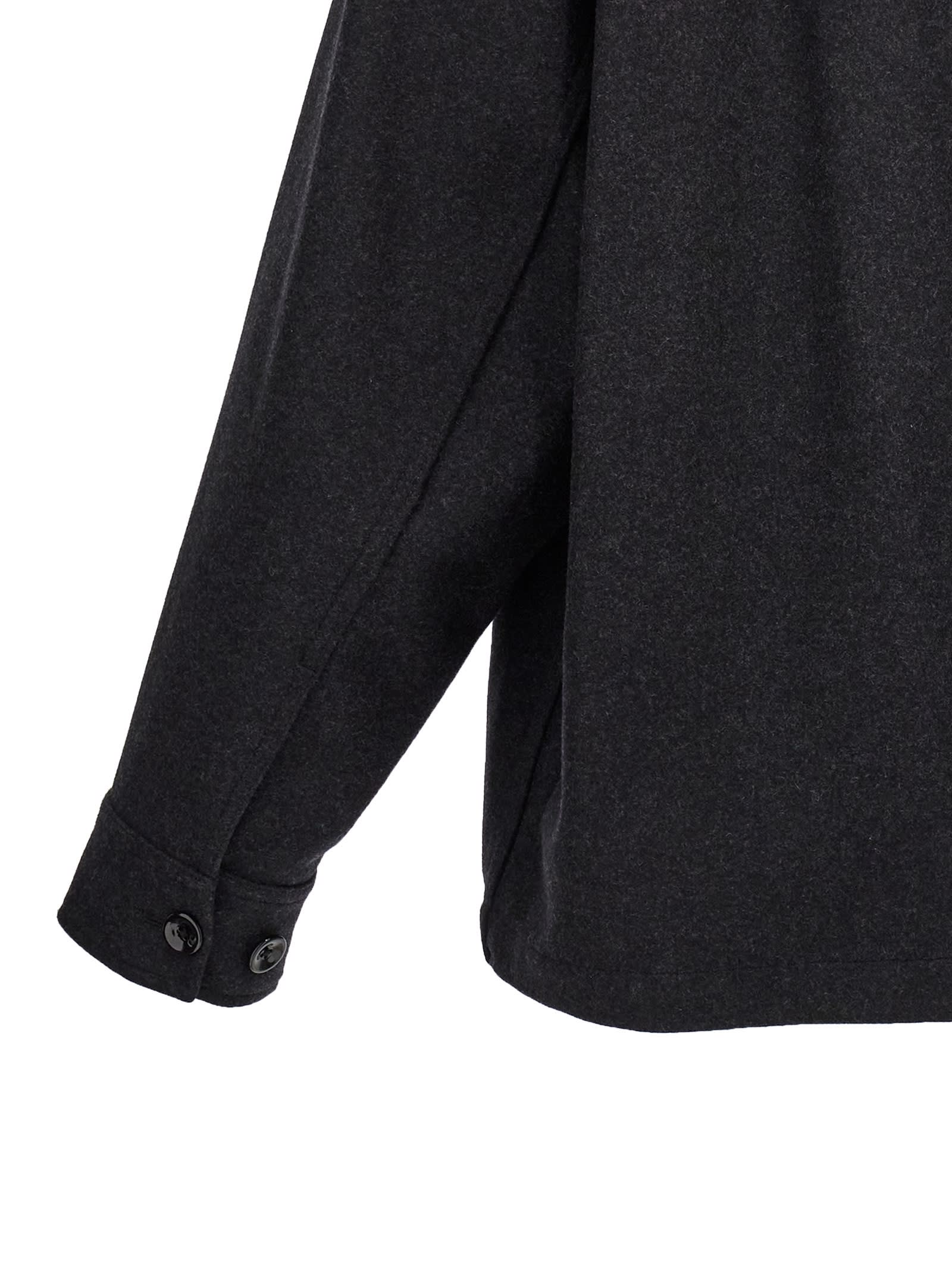 Shop Lemaire One Pocket Overshirt In Black