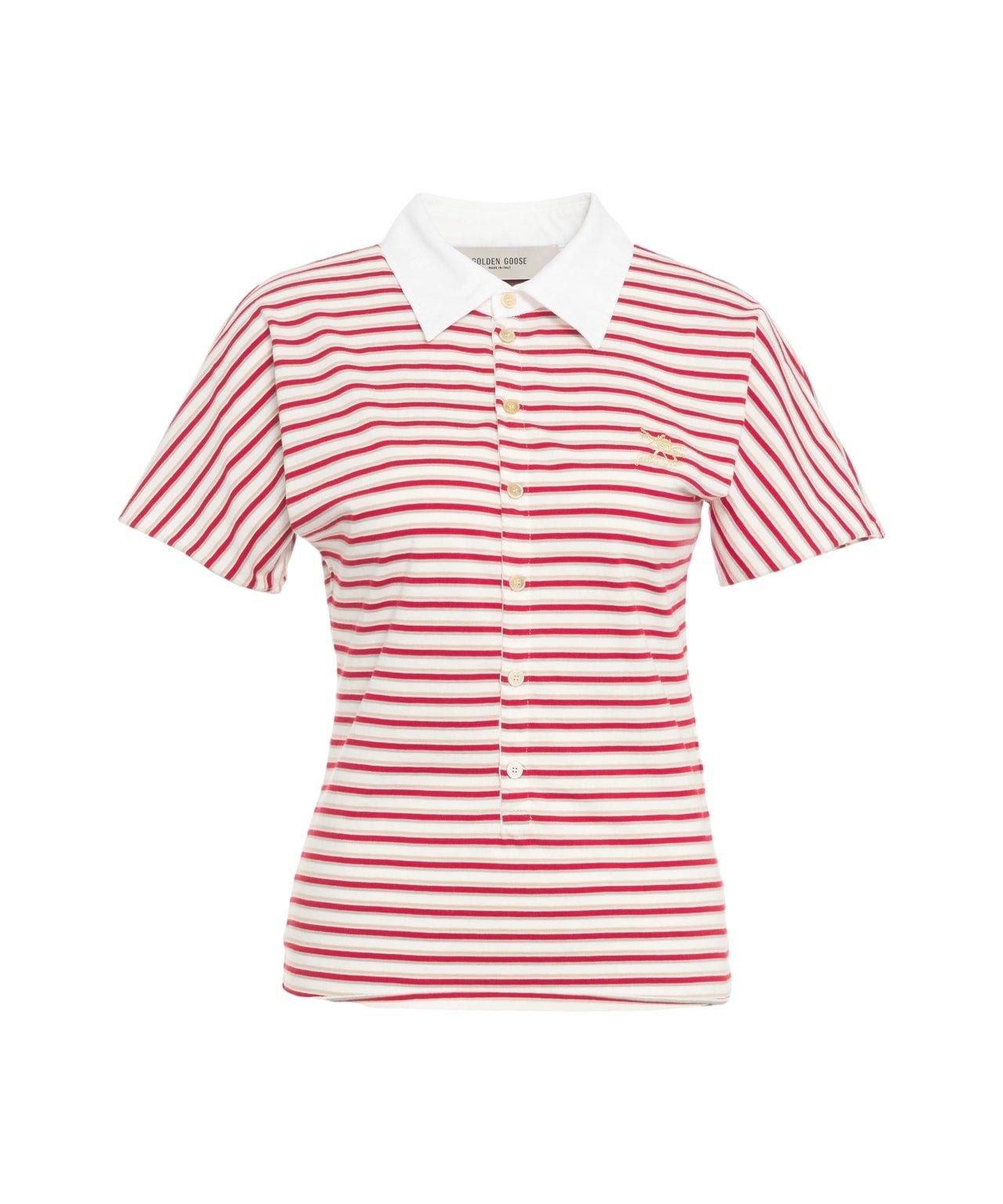 Golden Goose Natalia Slim Fit Striped Cotton Polo Shirt