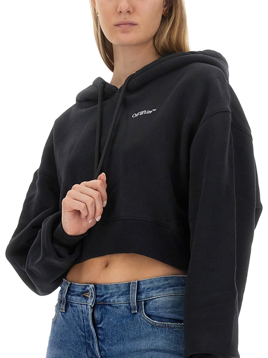 Shop Off-white Cropped Sweatshirt In Black