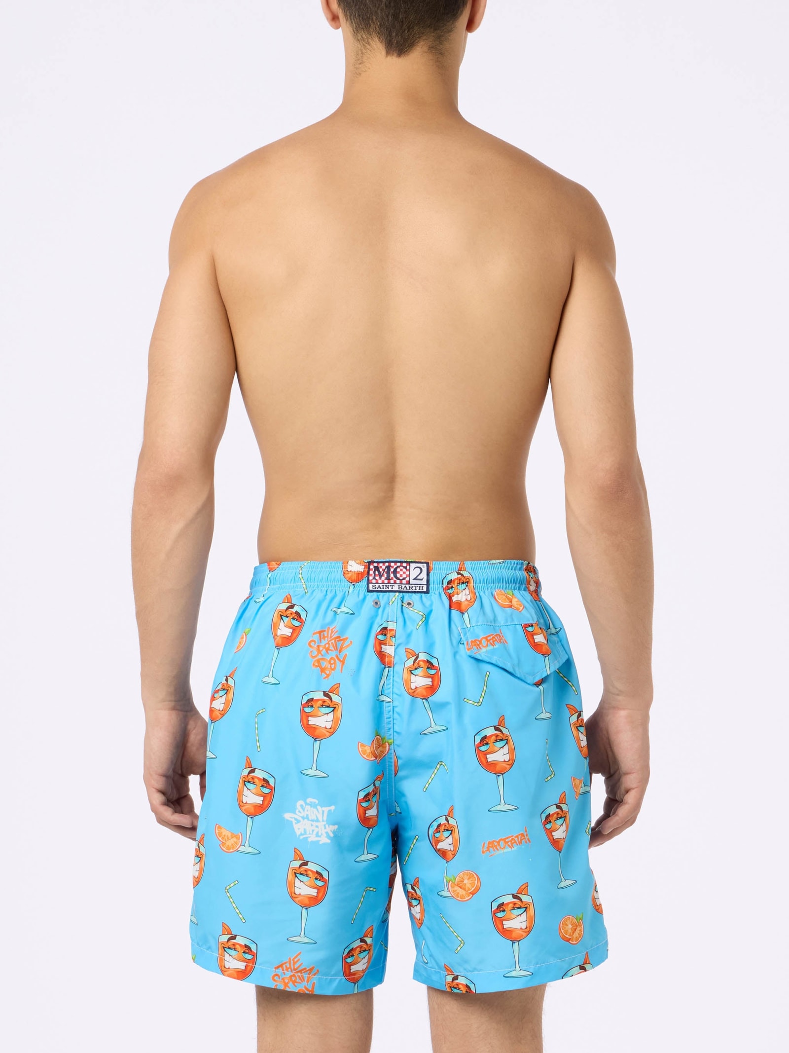 MC2 SAINT BARTH MAN LIGHTWEIGHT FABRIC SWIM-SHORTS LIGHTING WITH CRYPTOPUPPETS PRINT CRYPTOPUPPETS SPECIAL EDITION