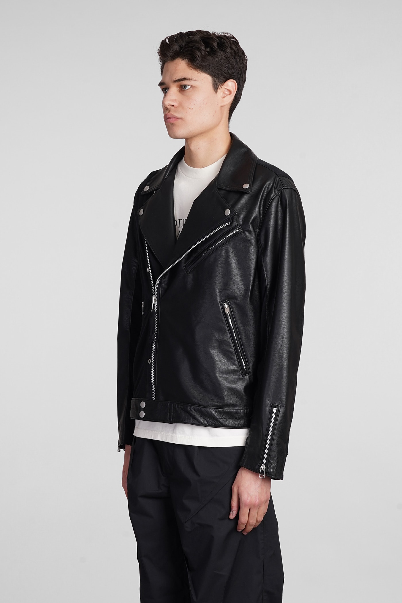 Shop Undercover Biker Jacket In Black Leather