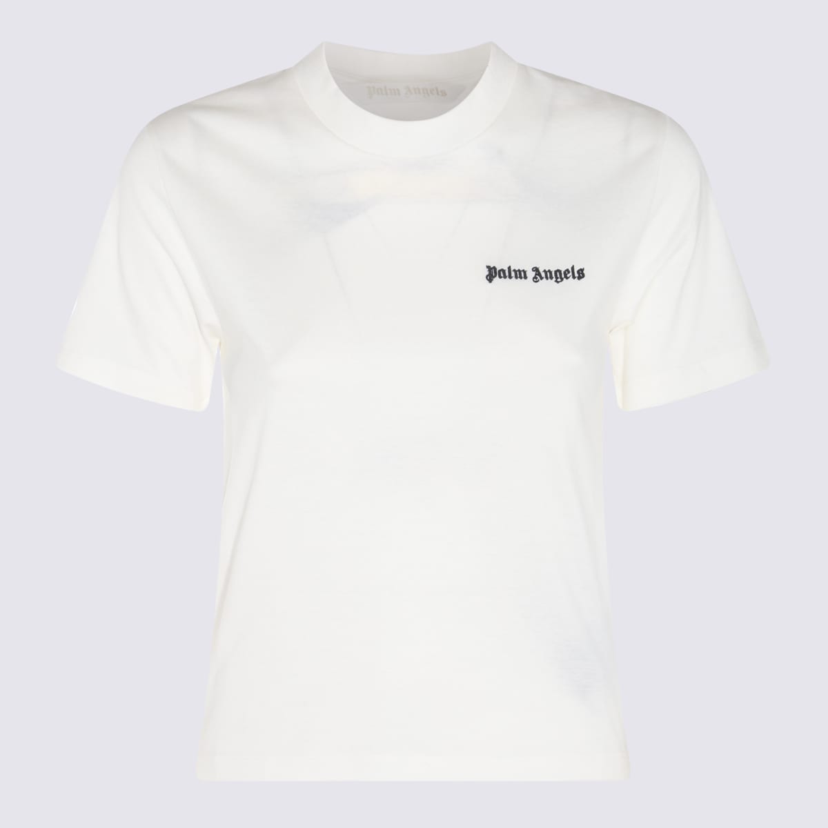 Palm Angels White And Black Cotton T-shirt