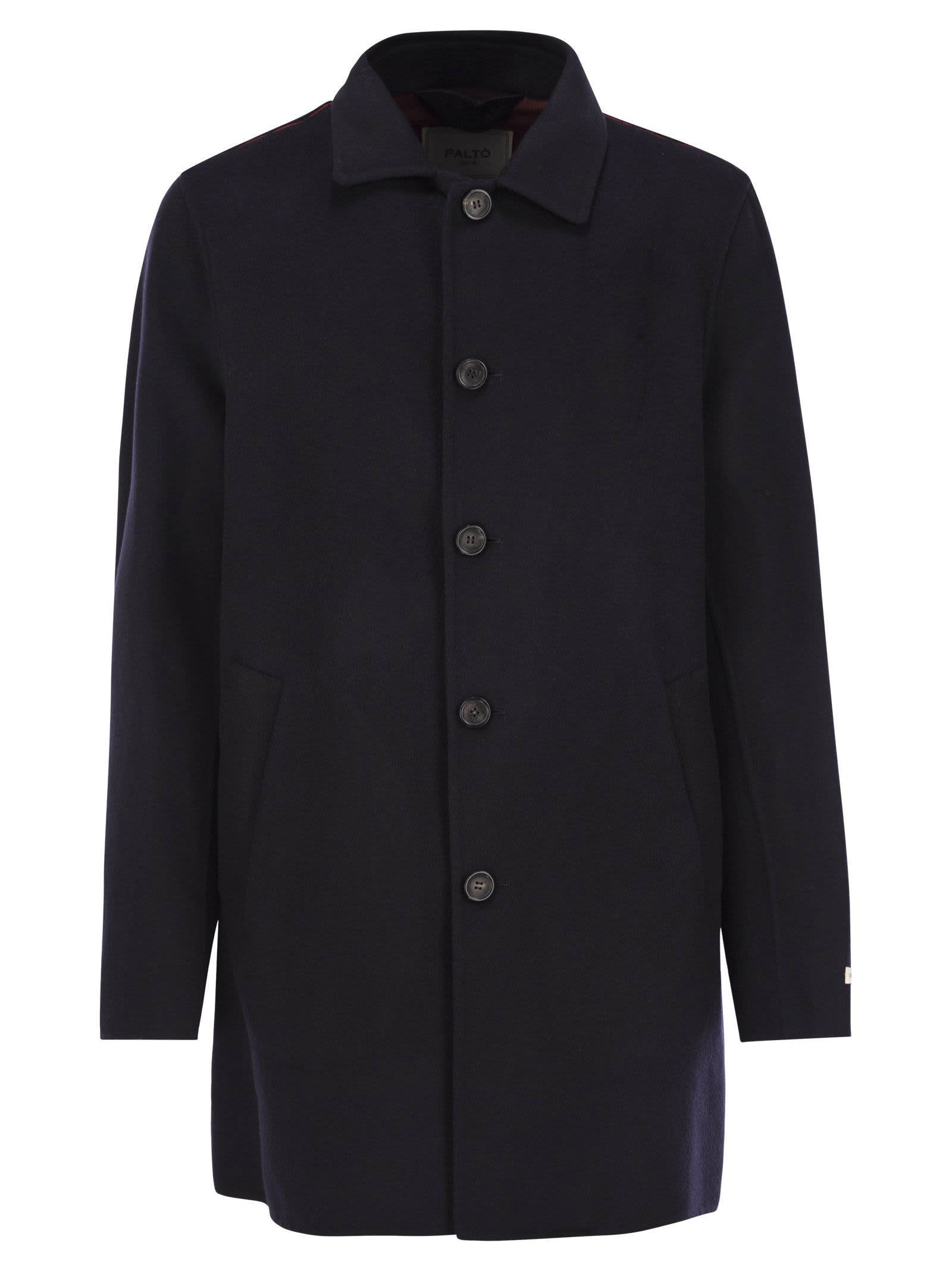 Shop Paltò Alfredo - Wool-blend Coat In Navy