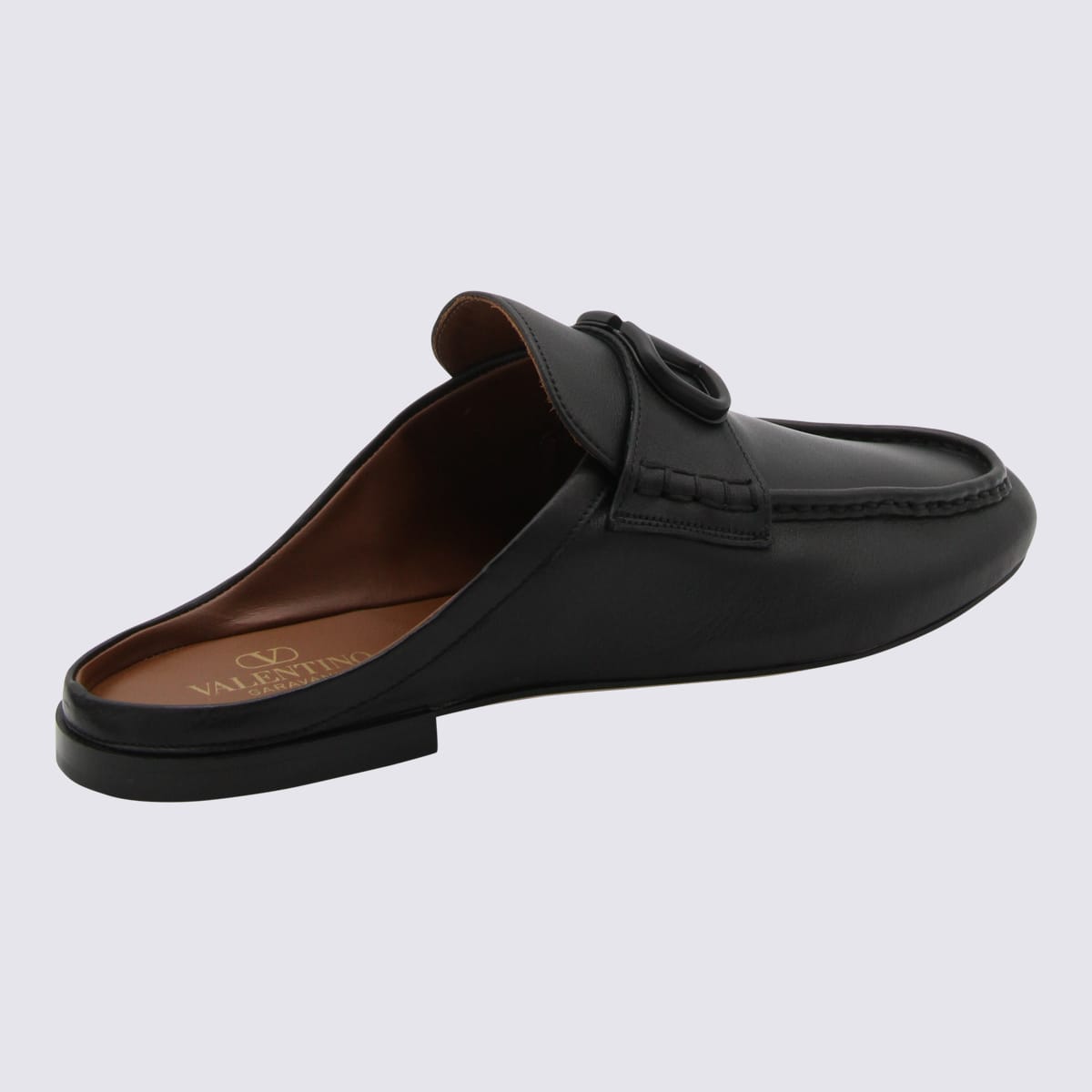 Shop Valentino Black Leather Flats