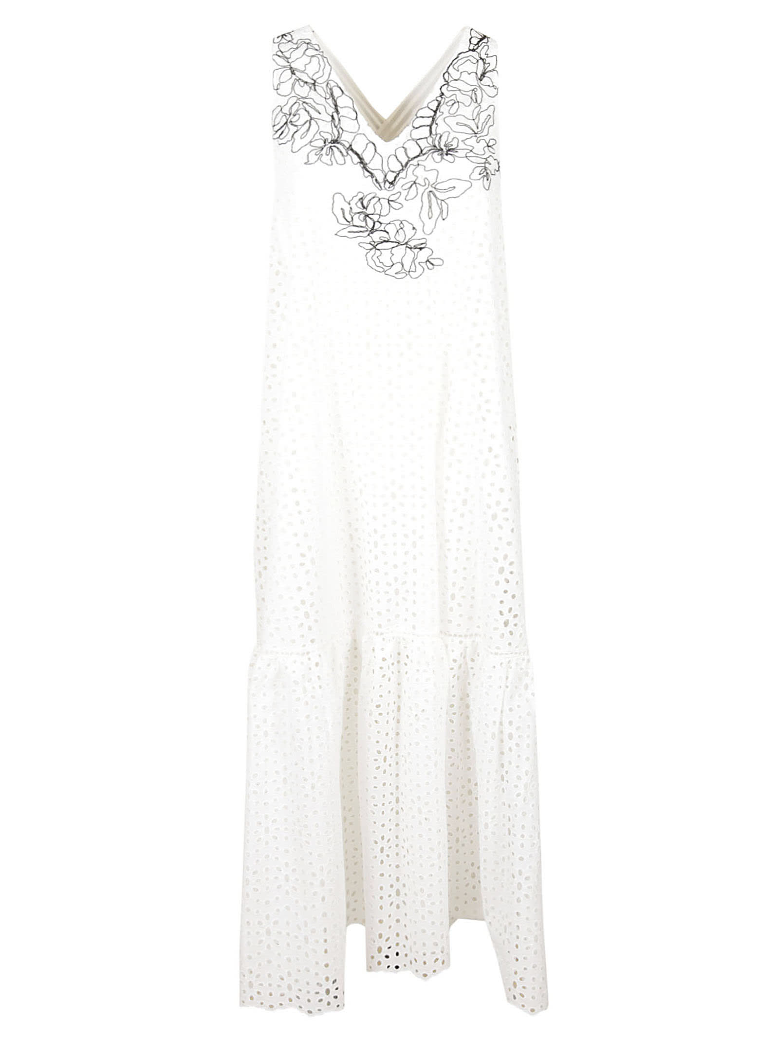 Ermanno Scervino Embroider Detail Sleeveless Perforated Dress
