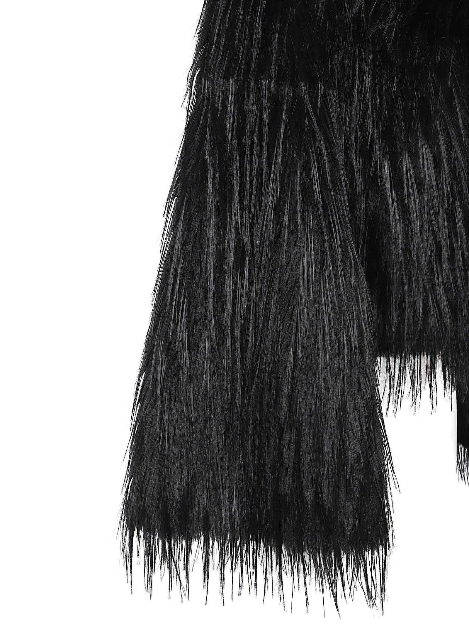 Pinko Cropped Peacoat-style Jacket In Soft Fur-effect Fabric In Black