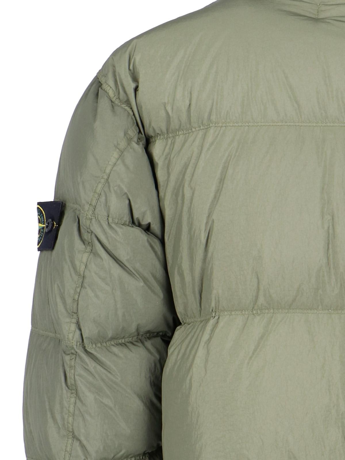 Shop Stone Island Logo Down Jacket In Muschio